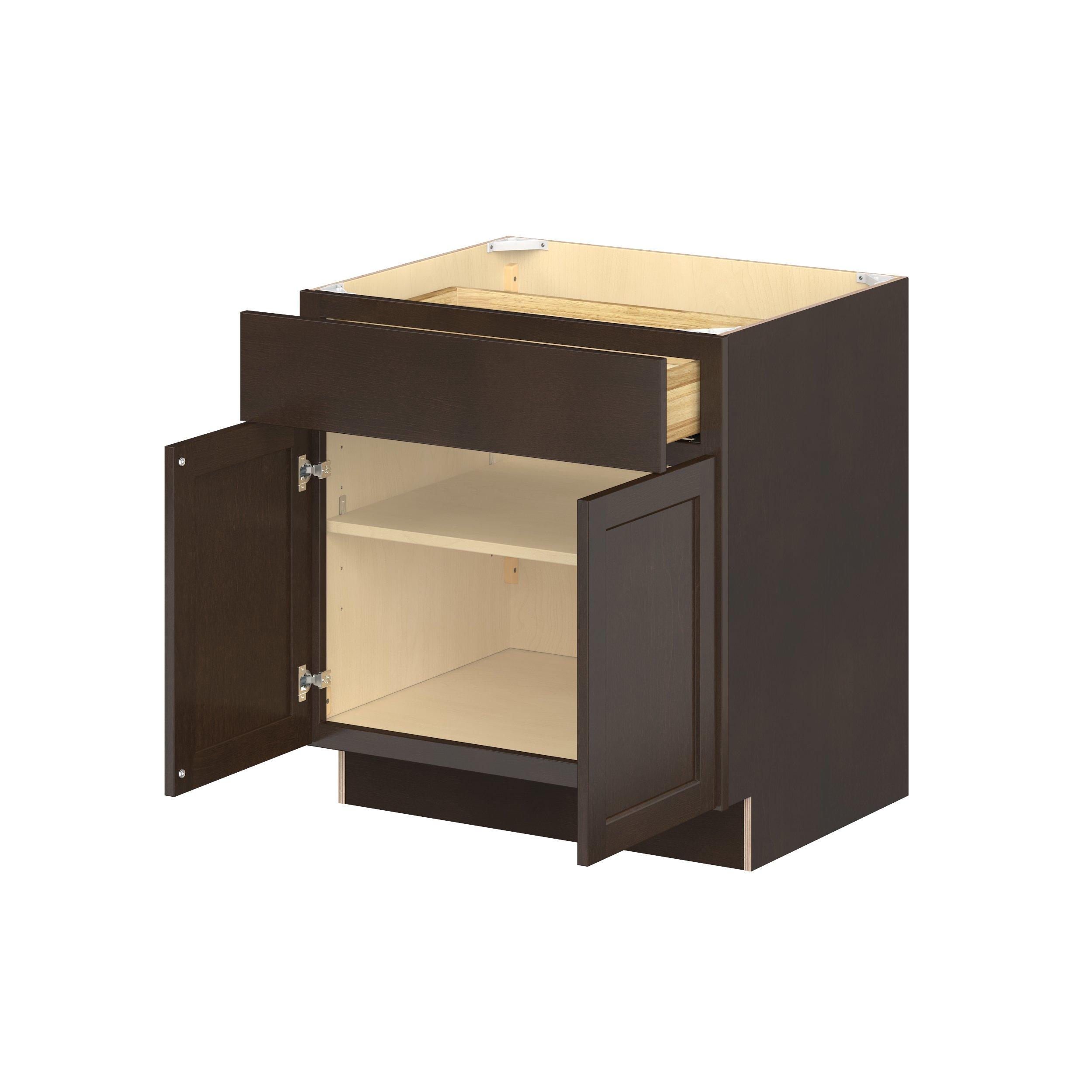 Baxley 36 in. Stained Cocoa Door and Drawer Base Cabinet - ADA