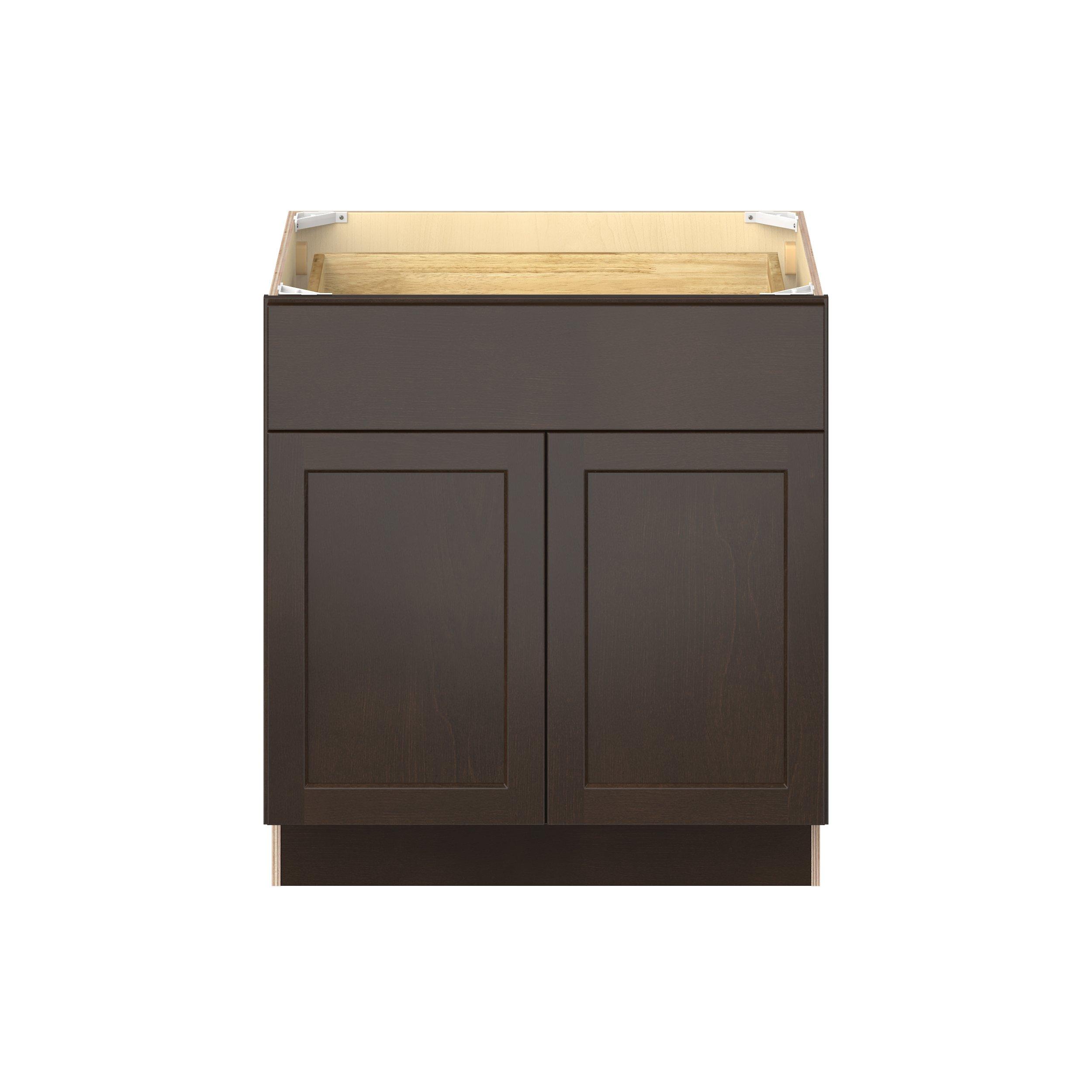 Baxley 36 in. Stained Cocoa Door and Drawer Base Cabinet - ADA