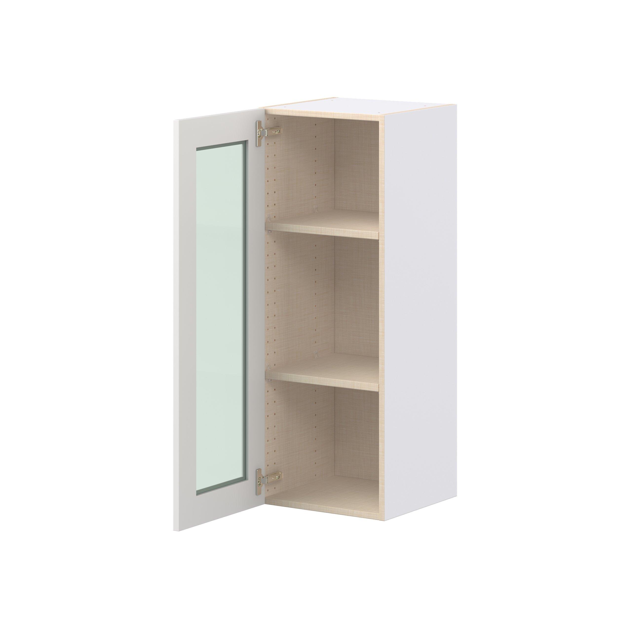 Candler 15 in. Painted Warm White Wall Cabinet with Glass Door