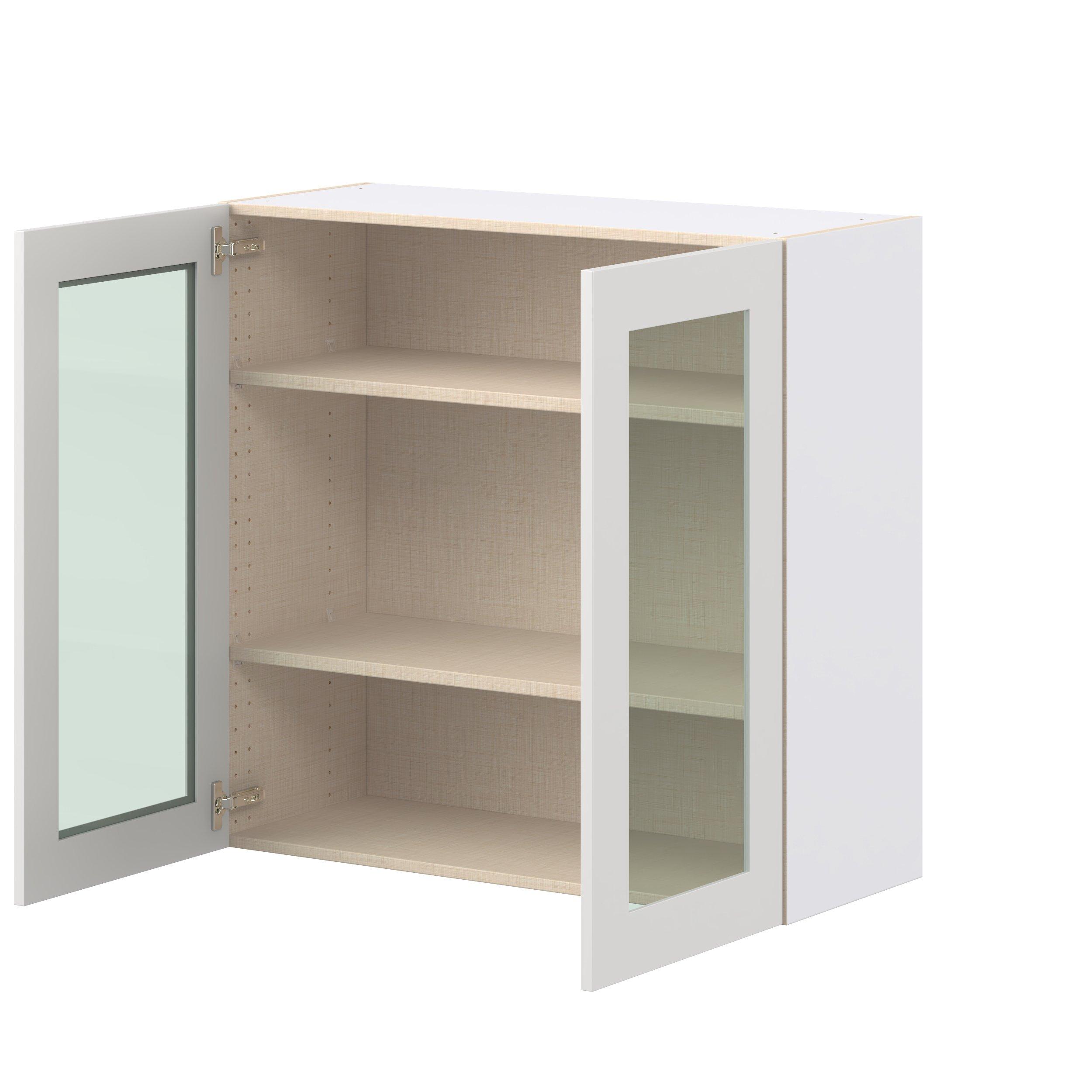 Candler 36 in. Painted Warm White Wall Cabinet with Glass Door