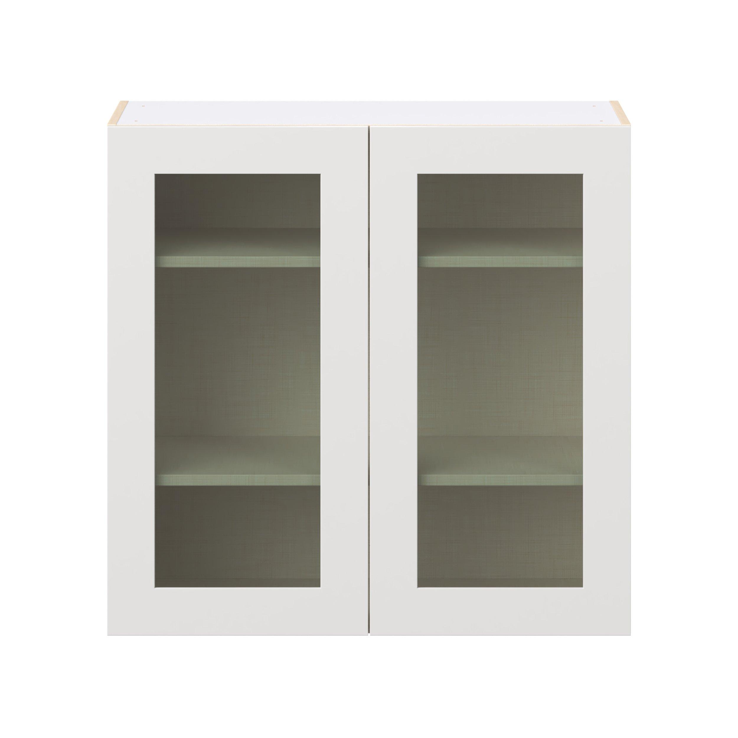 Candler 36 in. Painted Warm White Wall Cabinet with Glass Door