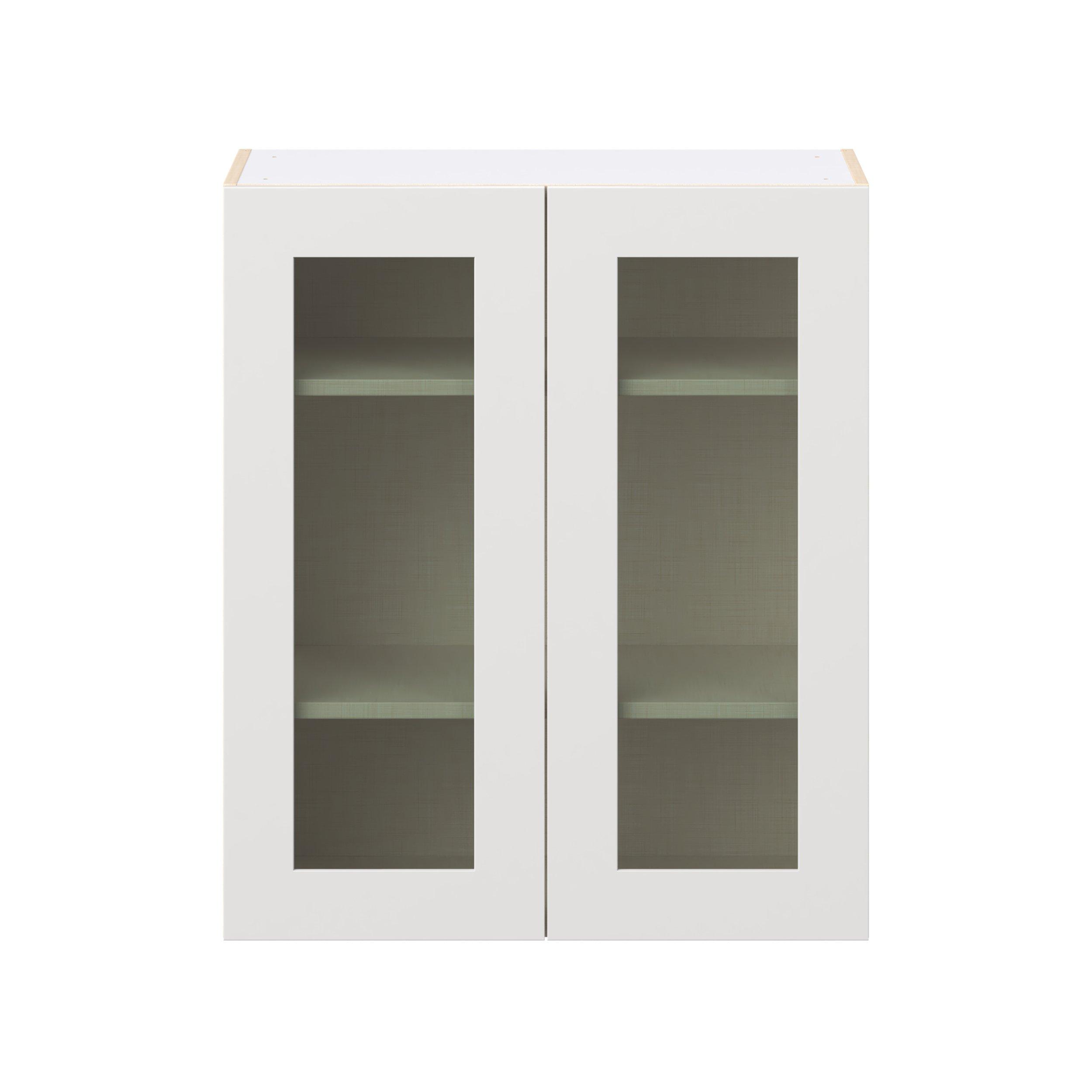 Candler 30 in. Painted Warm White Wall Cabinet with Glass Door