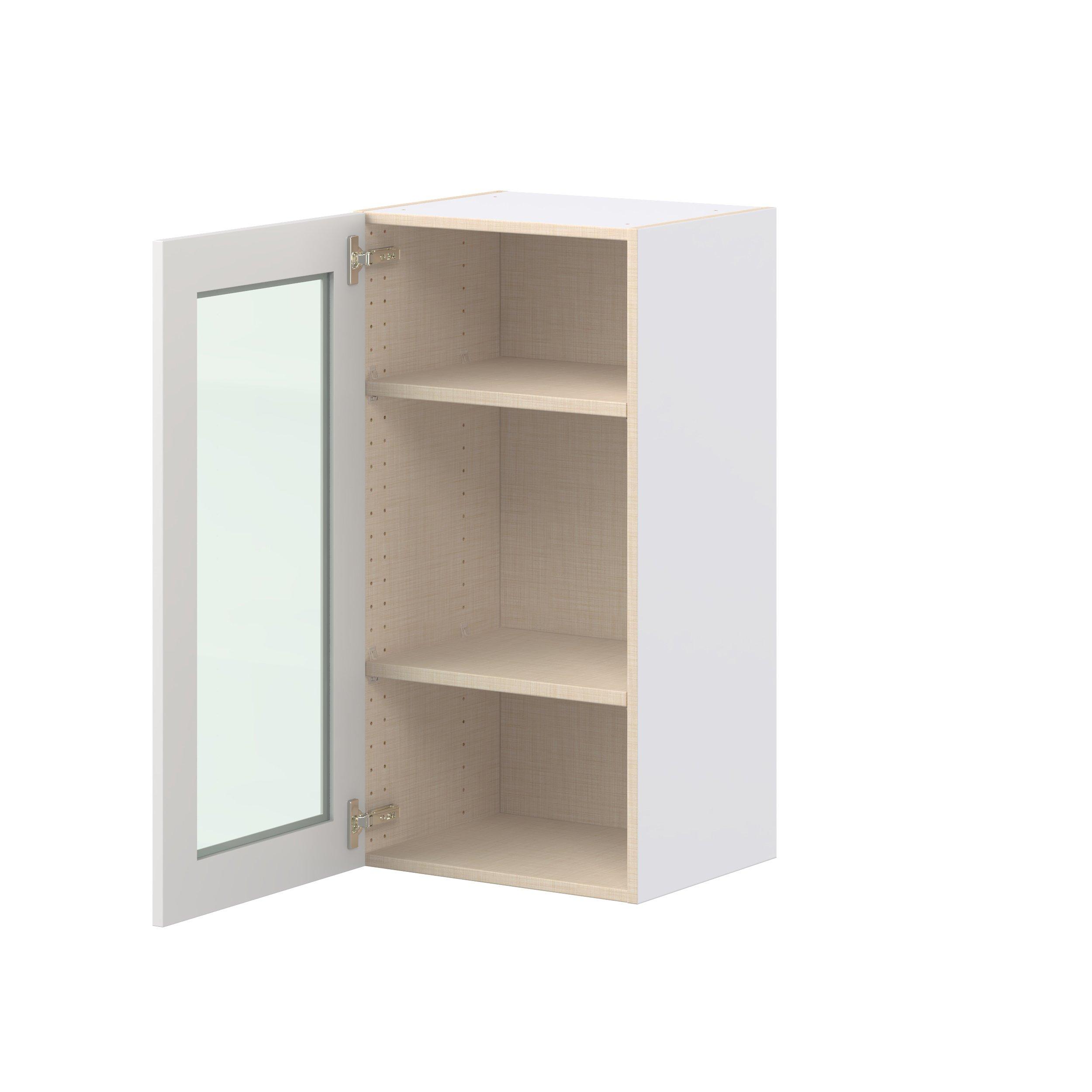 Candler 18 in. Painted Warm White Wall Cabinet with Glass Door