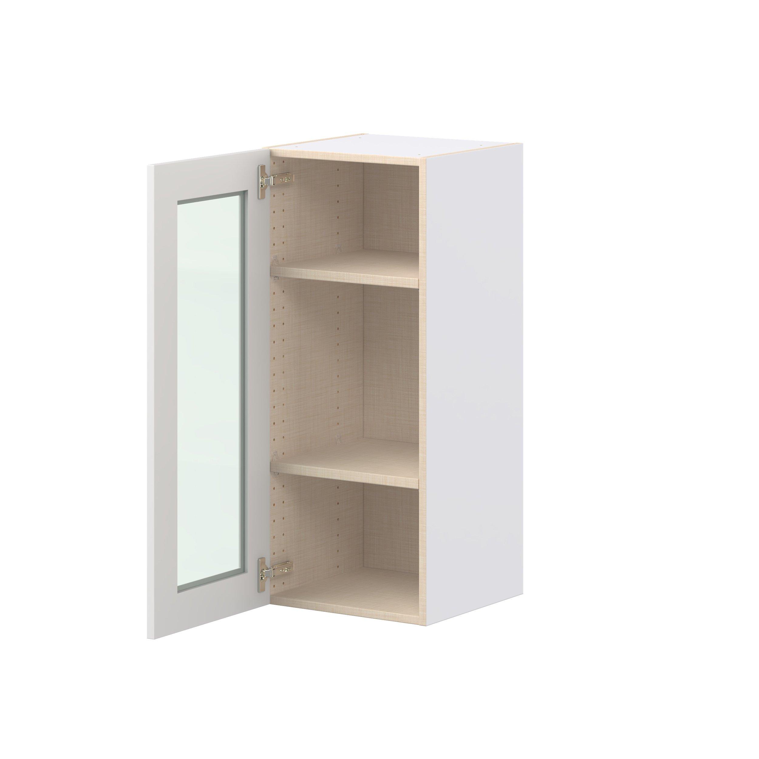Candler 15 in. Painted Warm White Wall Cabinet with Glass Door