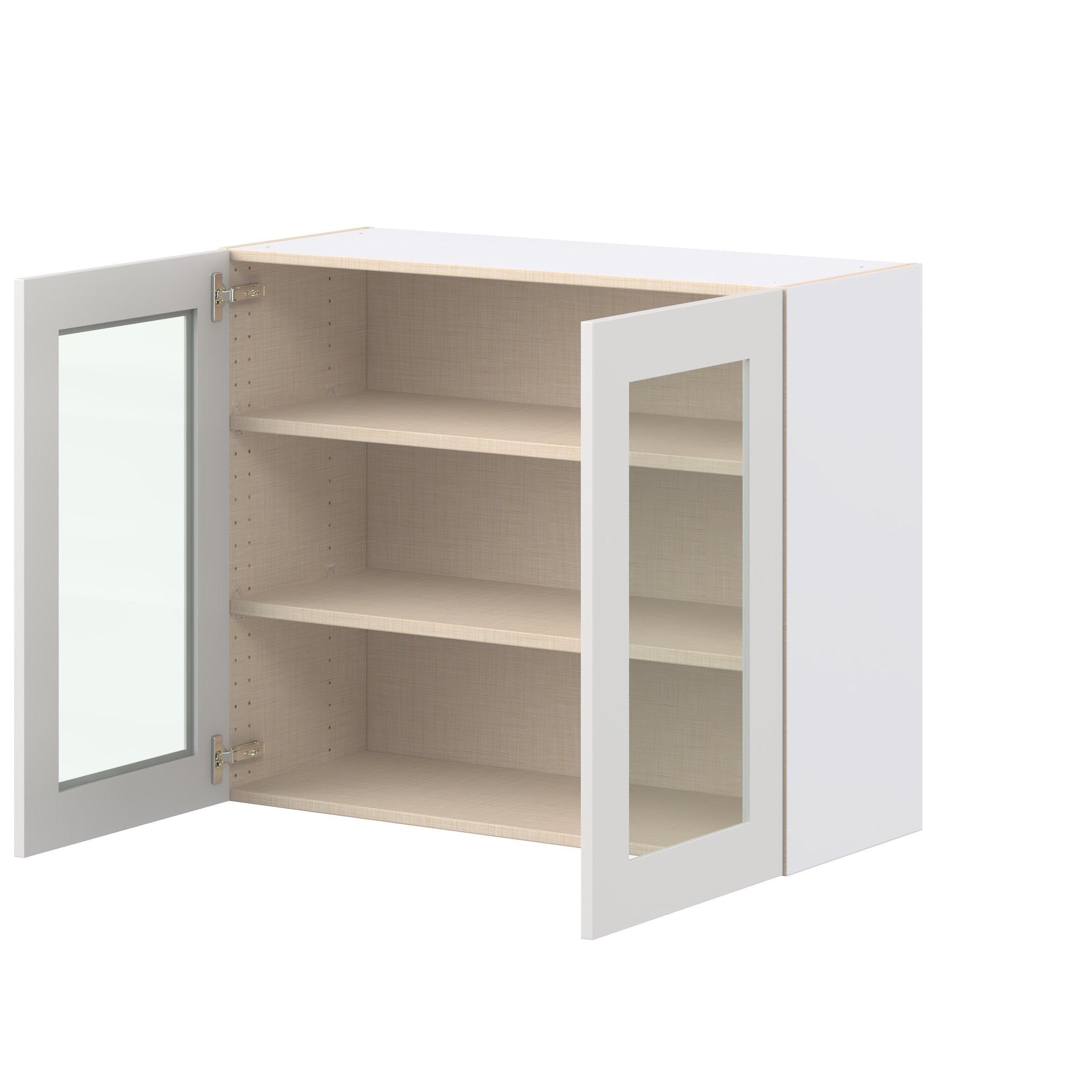 Candler 36 in. Painted Warm White Wall Cabinet with Glass Door