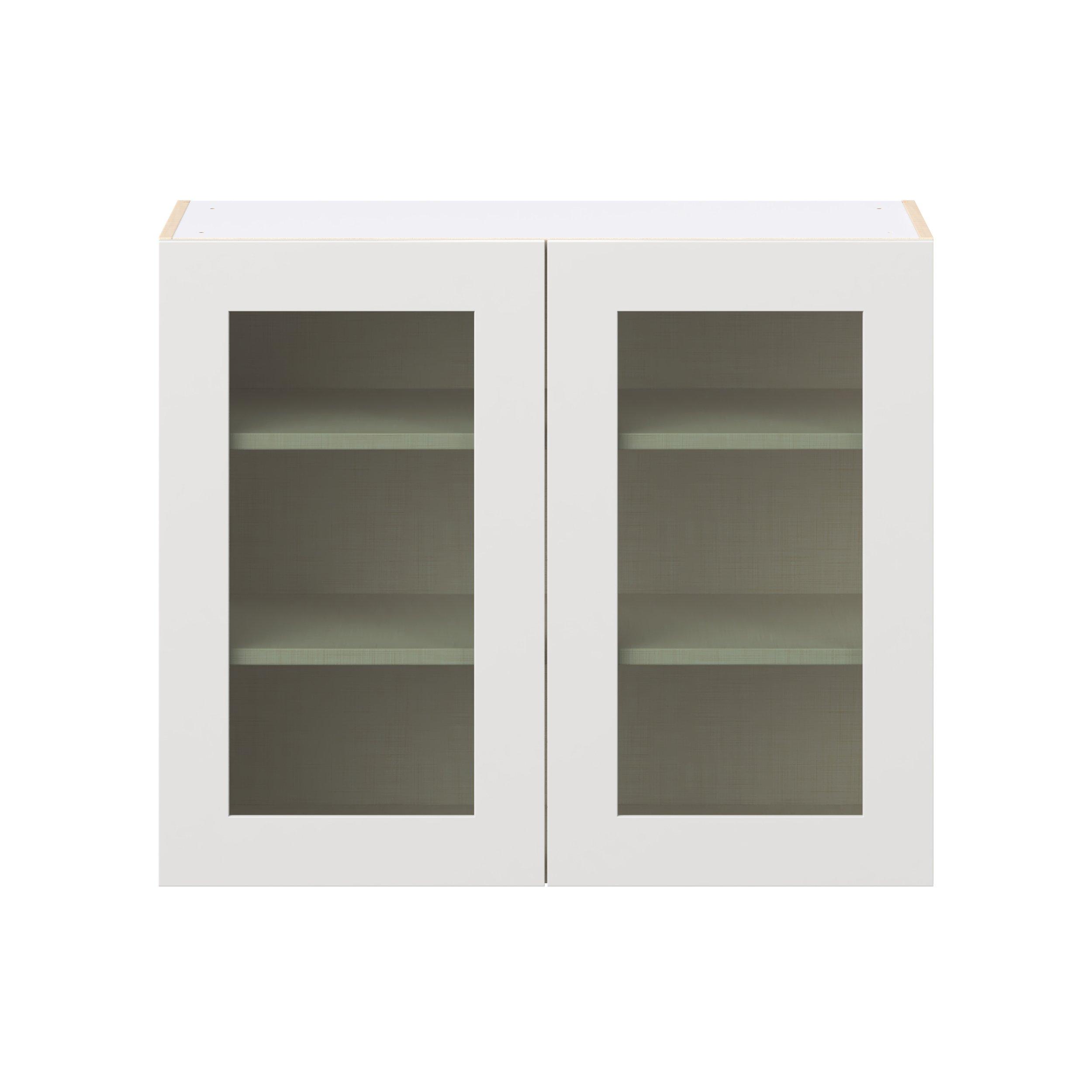 Candler 36 in. Painted Warm White Wall Cabinet with Glass Door