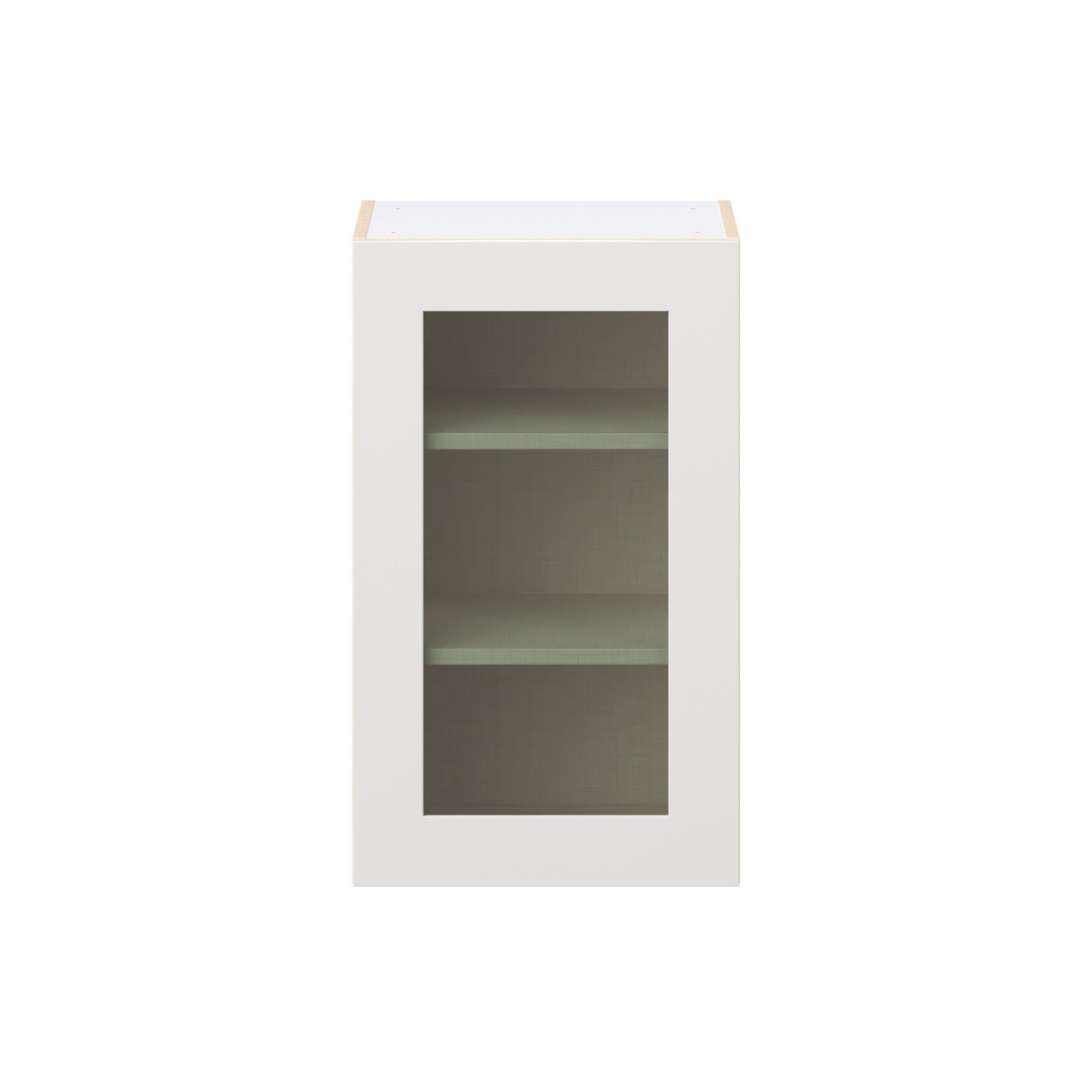 Candler 18 in. Painted Warm White Wall Cabinet with Glass Door