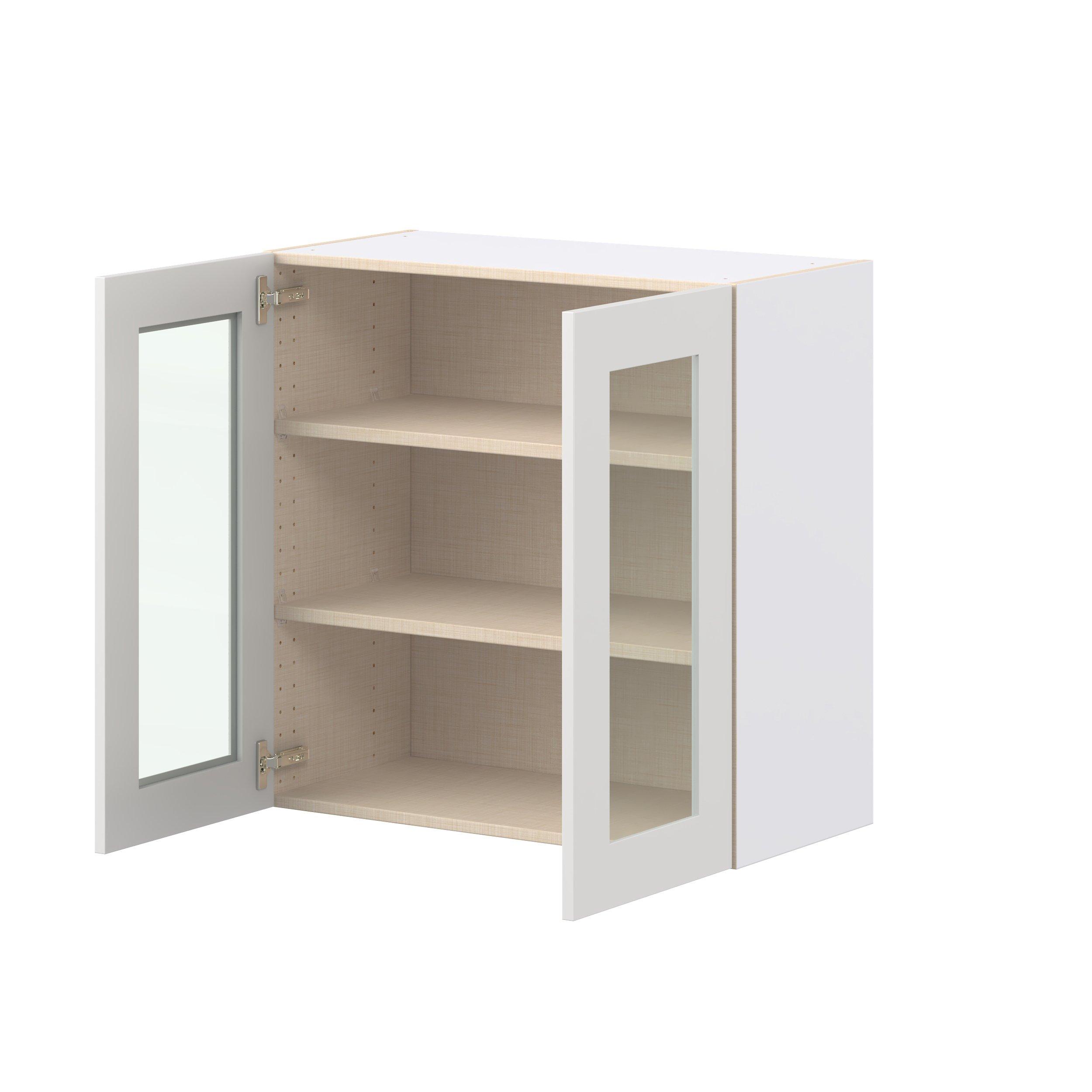 Candler 30 in. Painted Warm White Wall Cabinet with Glass Door
