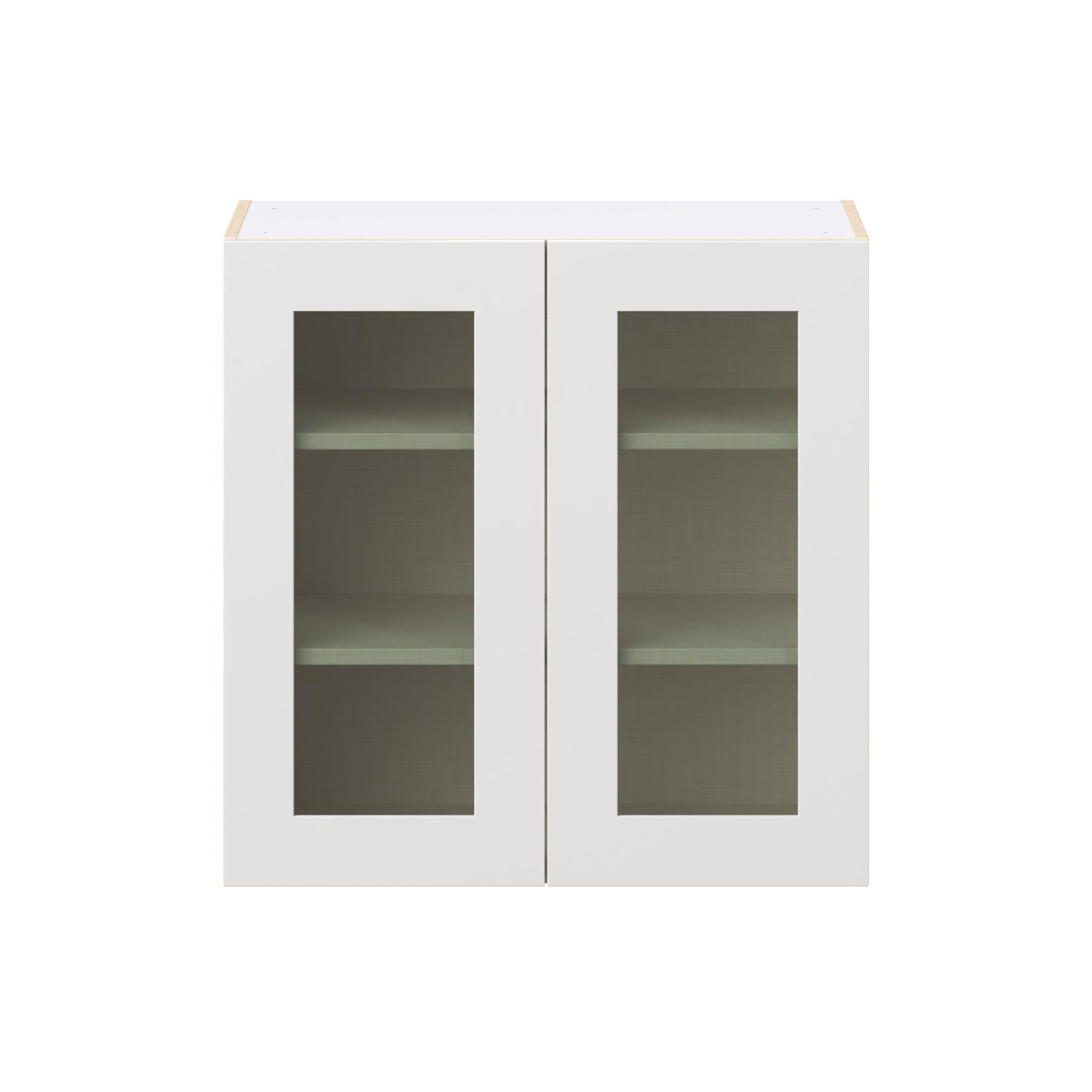 Candler 30 in. Painted Warm White Wall Cabinet with Glass Door