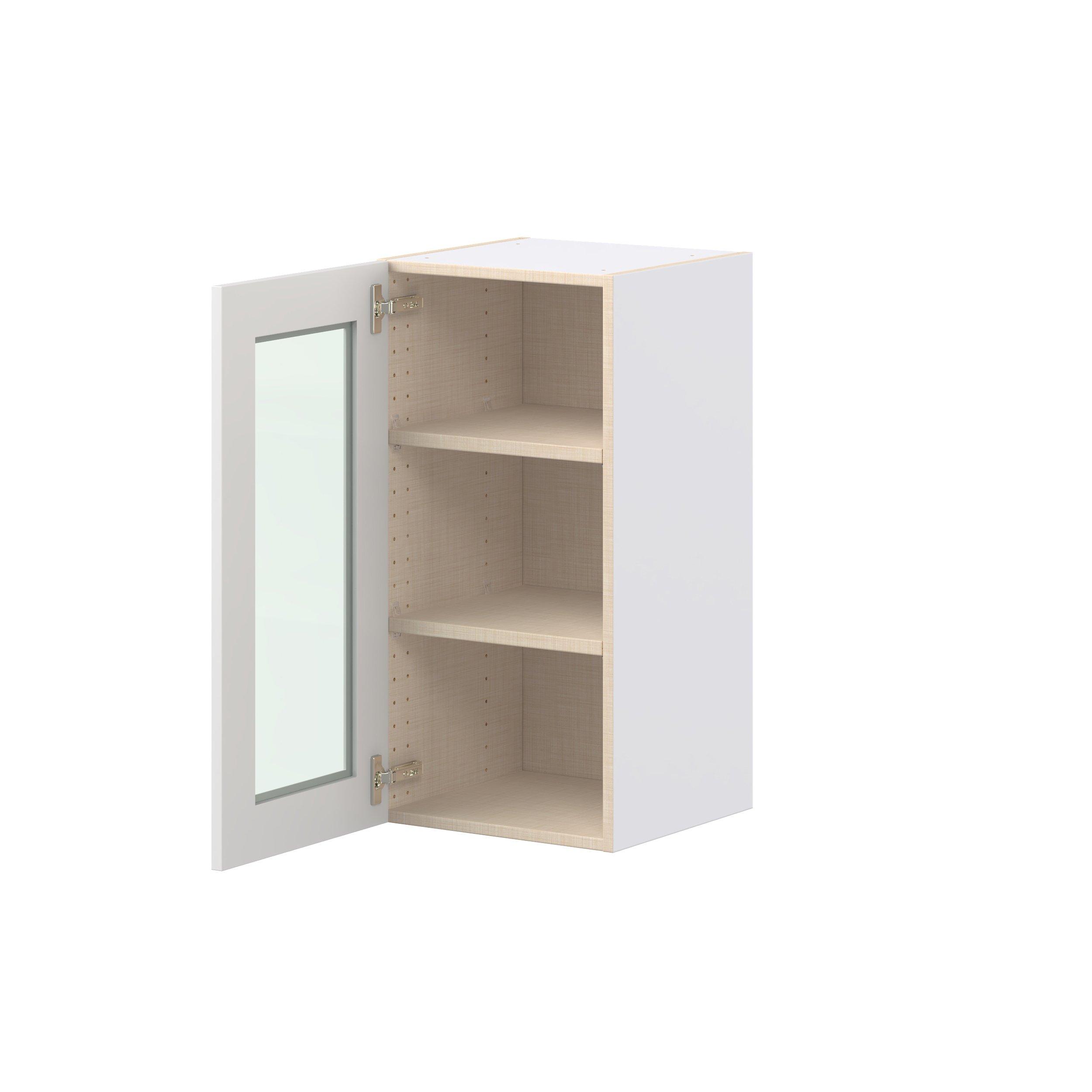Candler 15 in. Painted Warm White Wall Cabinet with Glass Door