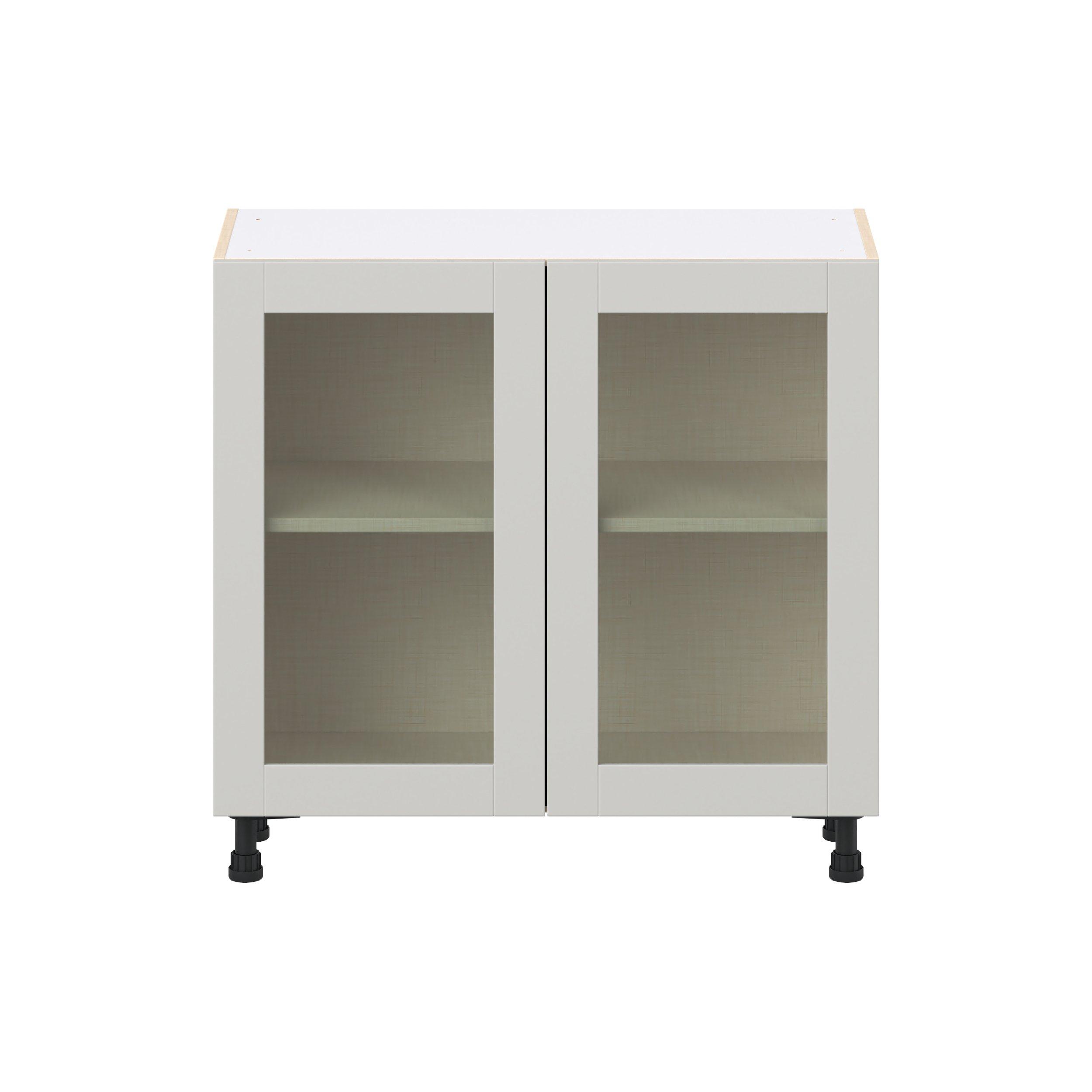 Summerhill 36 in. Light Gray Shallow Base Cabinet with Glass Door