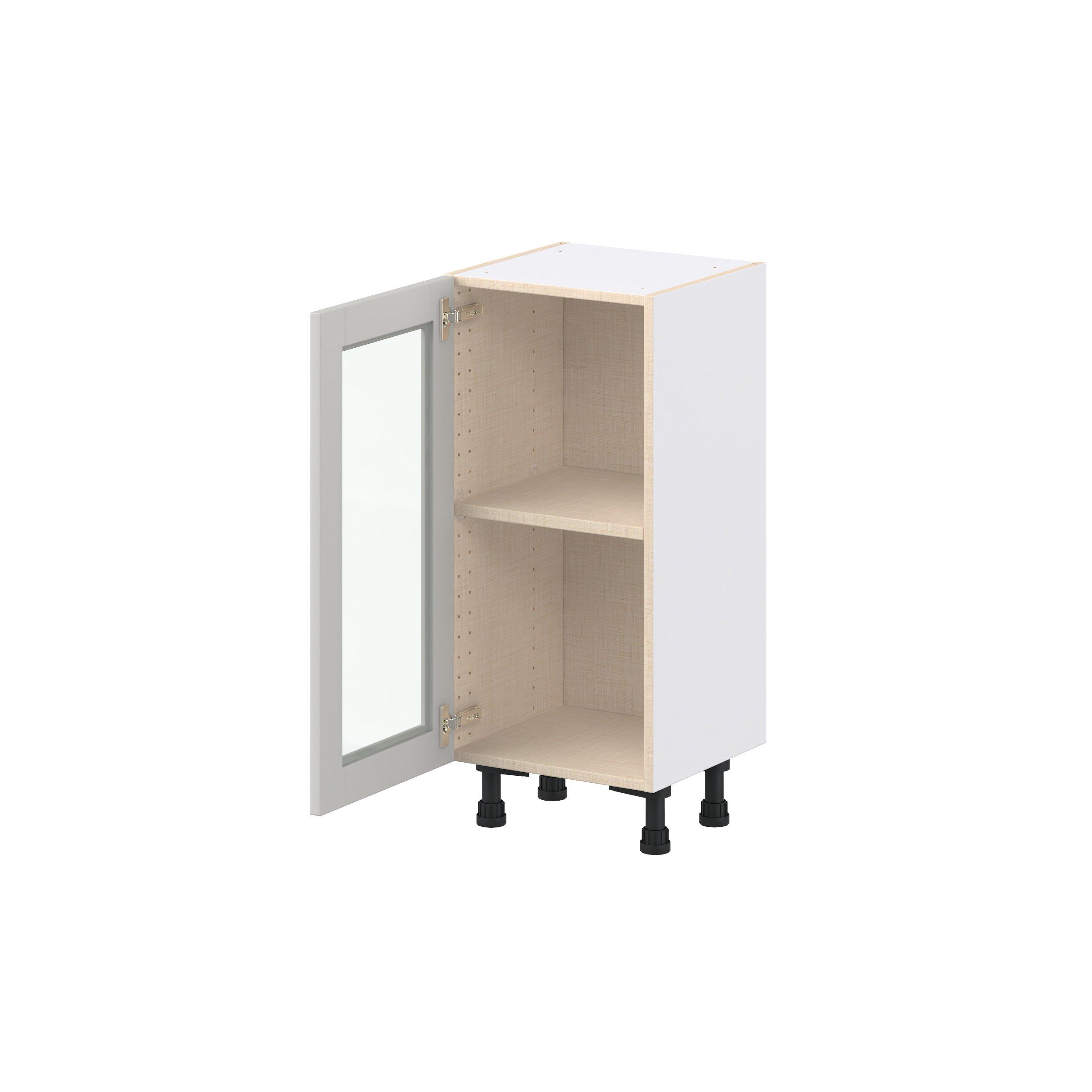 Summerhill 18 in. Light Gray Shallow Base Cabinet with Glass Door