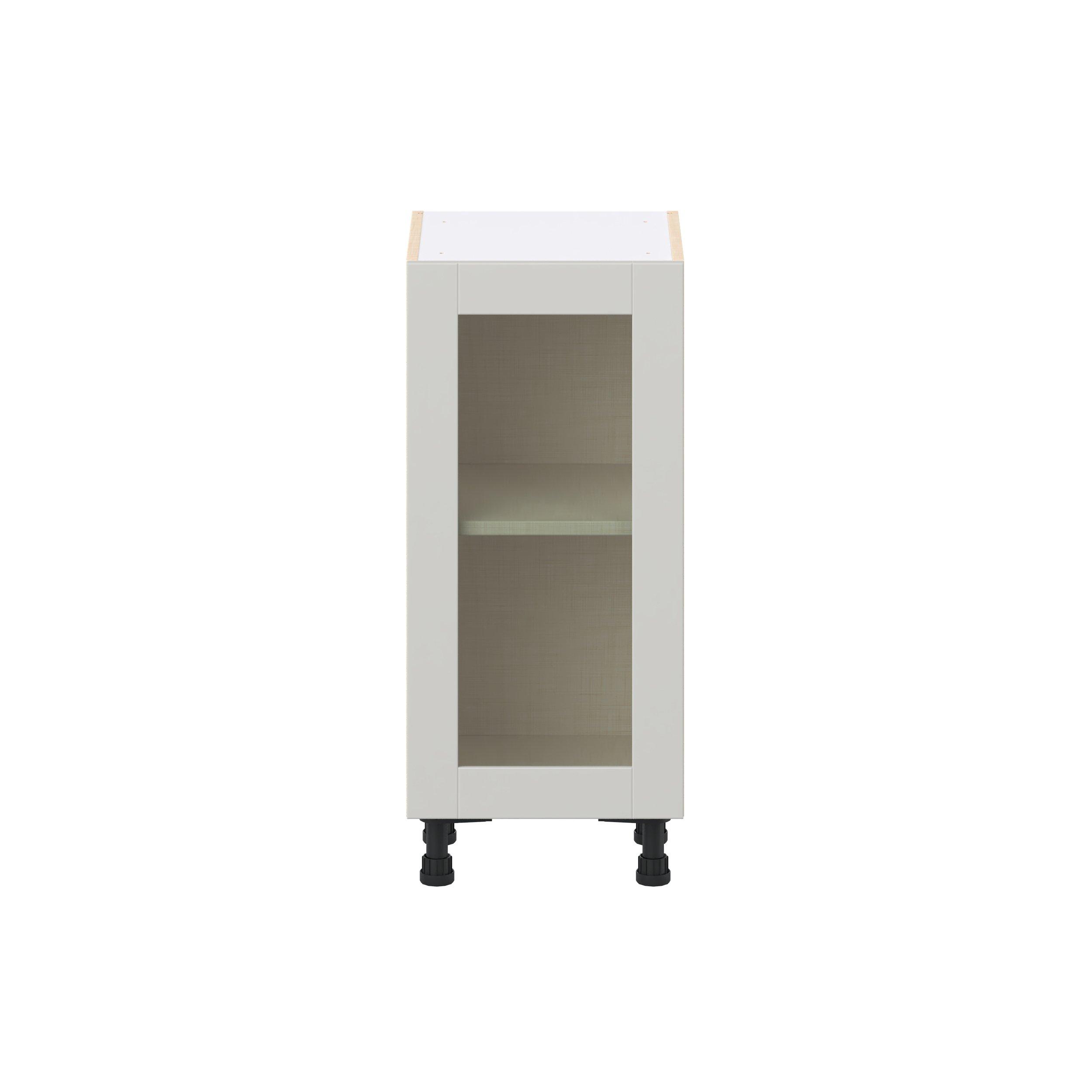 Summerhill 18 in. Light Gray Shallow Base Cabinet with Glass Door