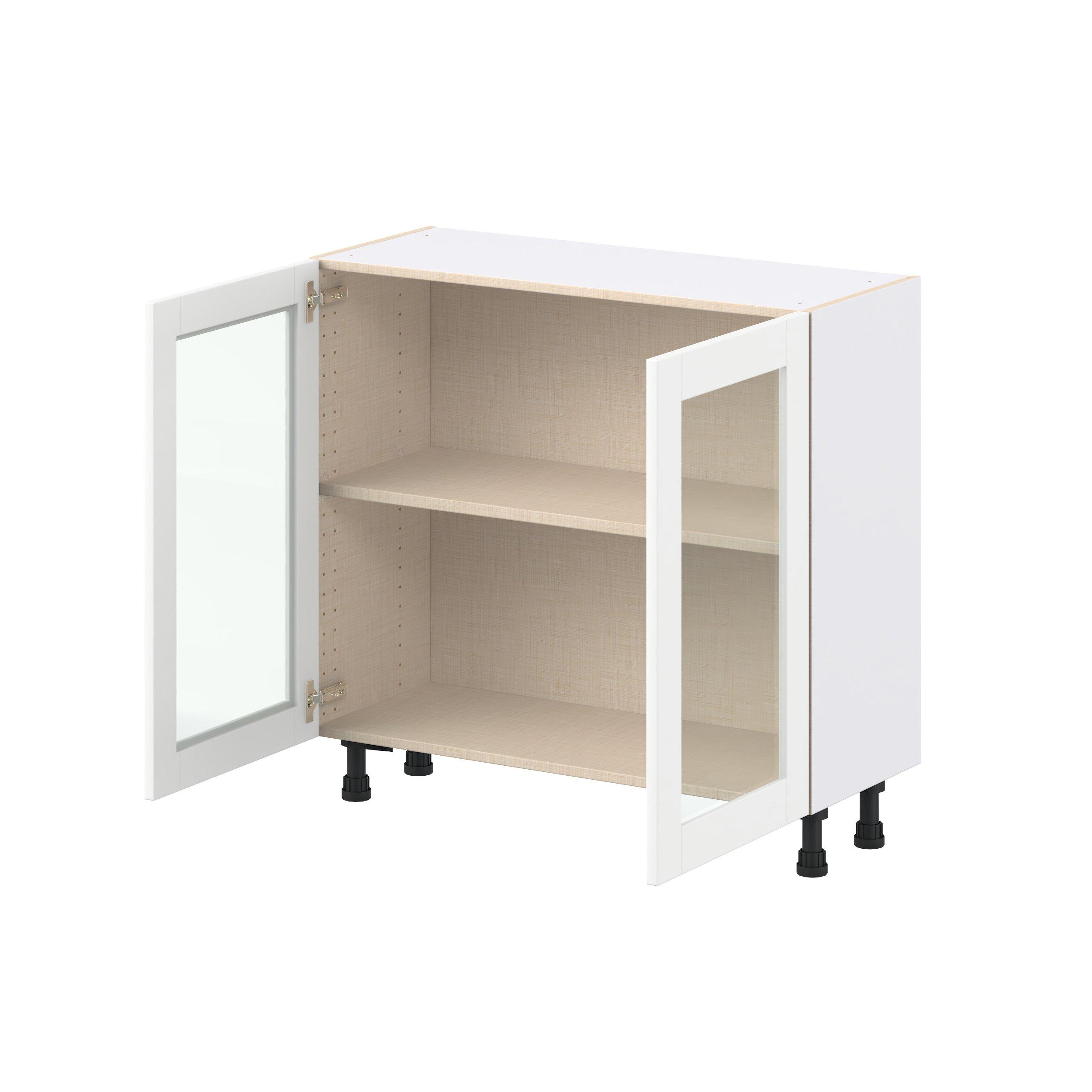 Summerhill 36 in. Bright White Shallow Base Cabinet with Glass Door