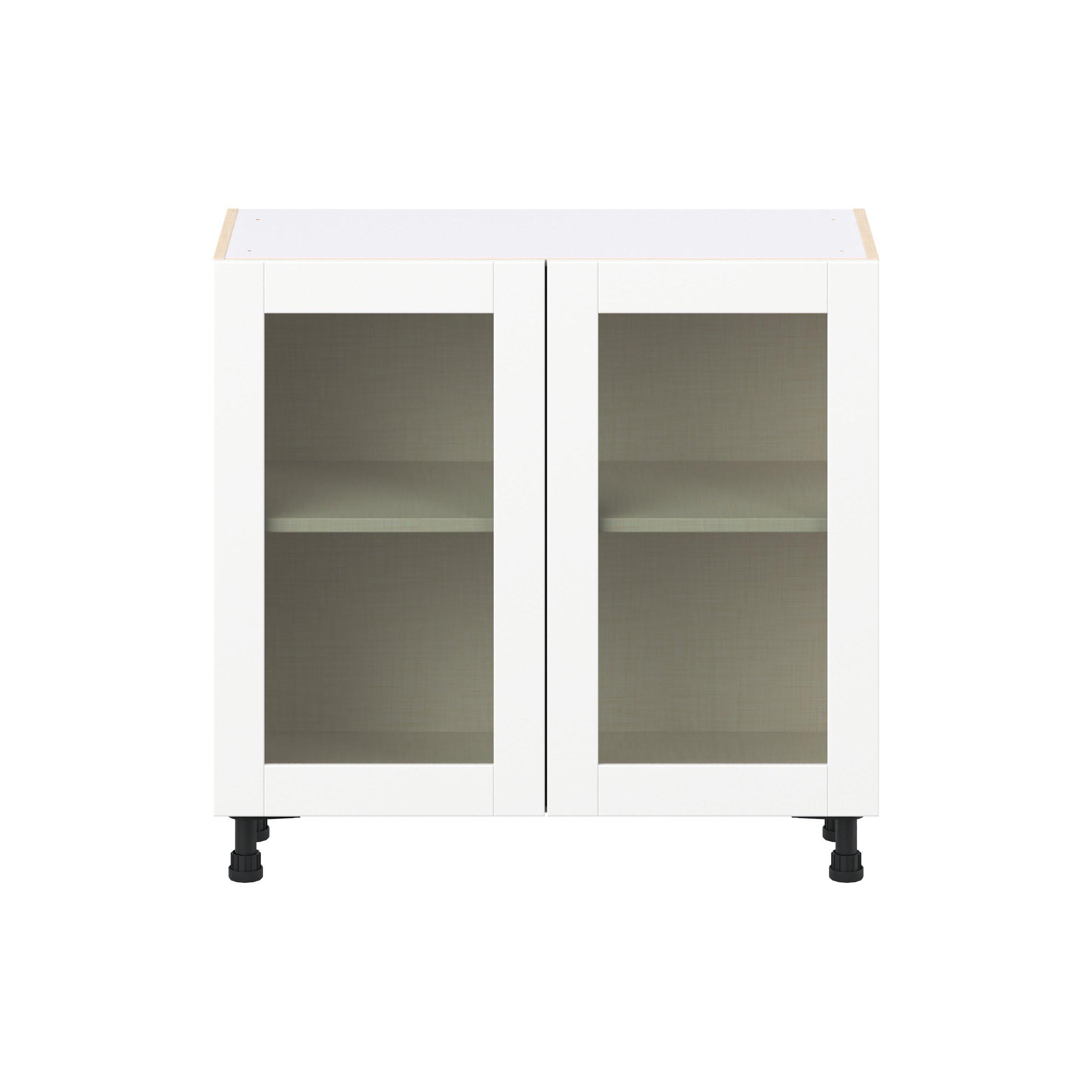 Summerhill 36 in. Bright White Shallow Base Cabinet with Glass Door