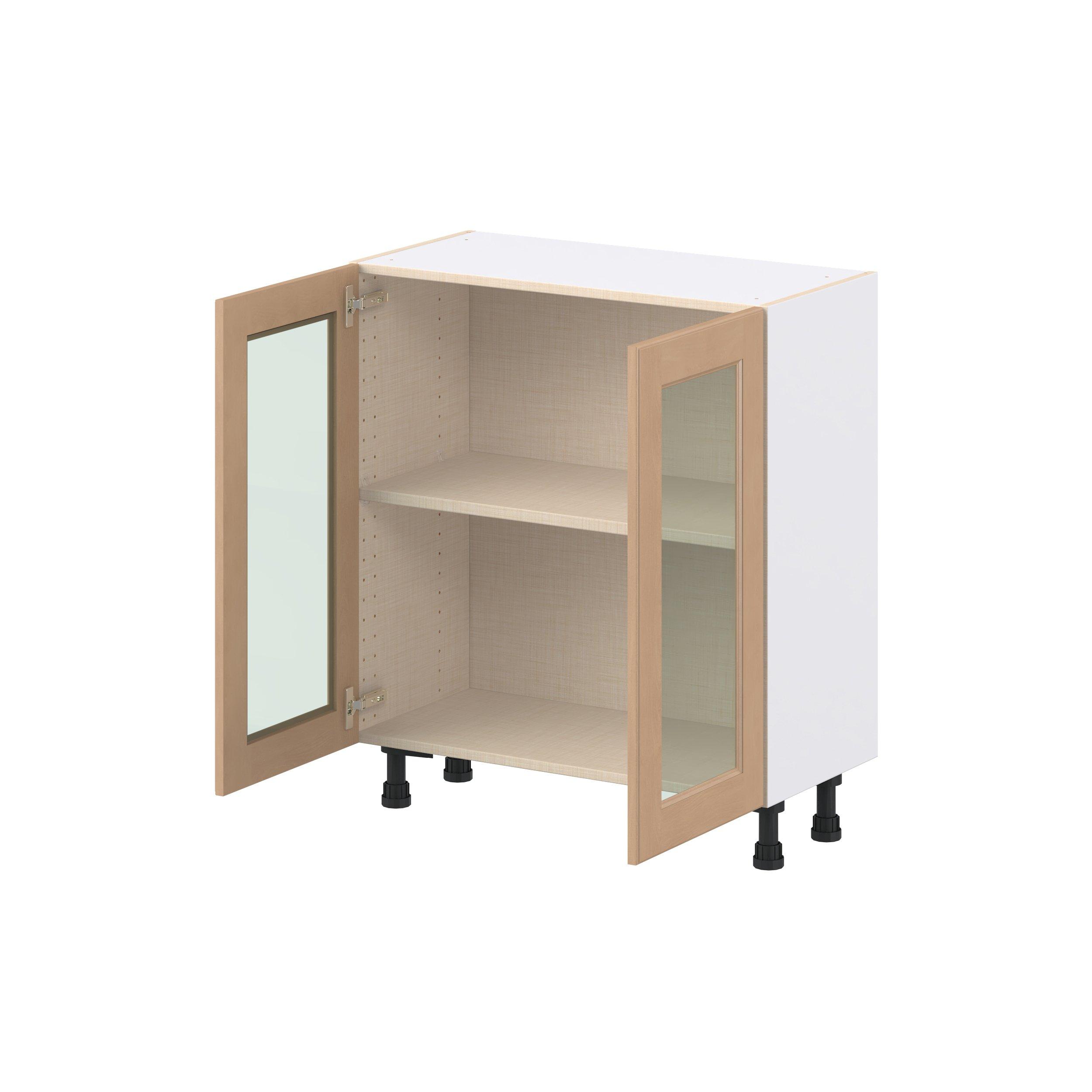 Sugarhill 30 in. Stained Sugar Cookie Shallow Base Cabinet with Glass Door