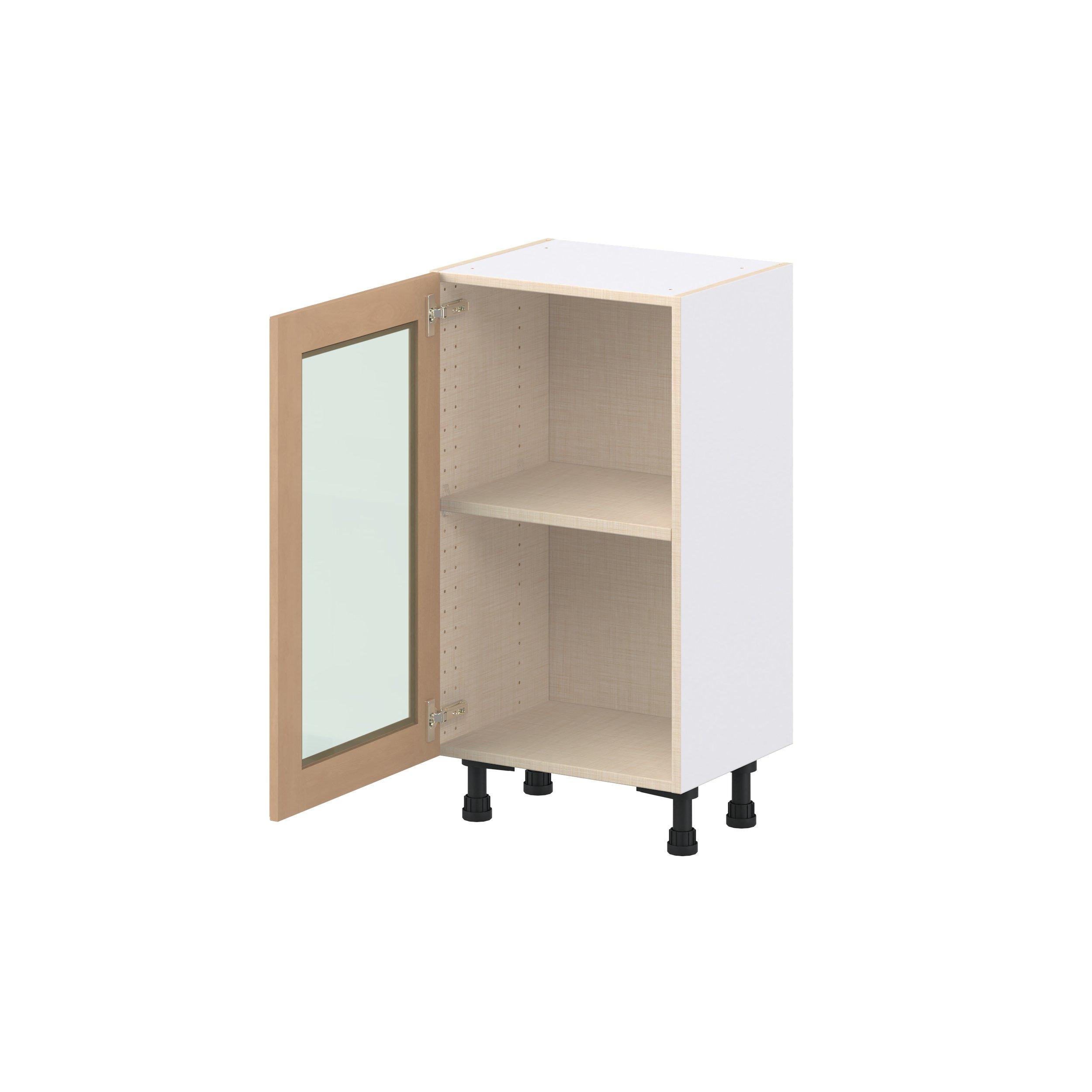 Sugarhill 18 in. Stained Sugar Cookie Shallow Base Cabinet with Glass Door