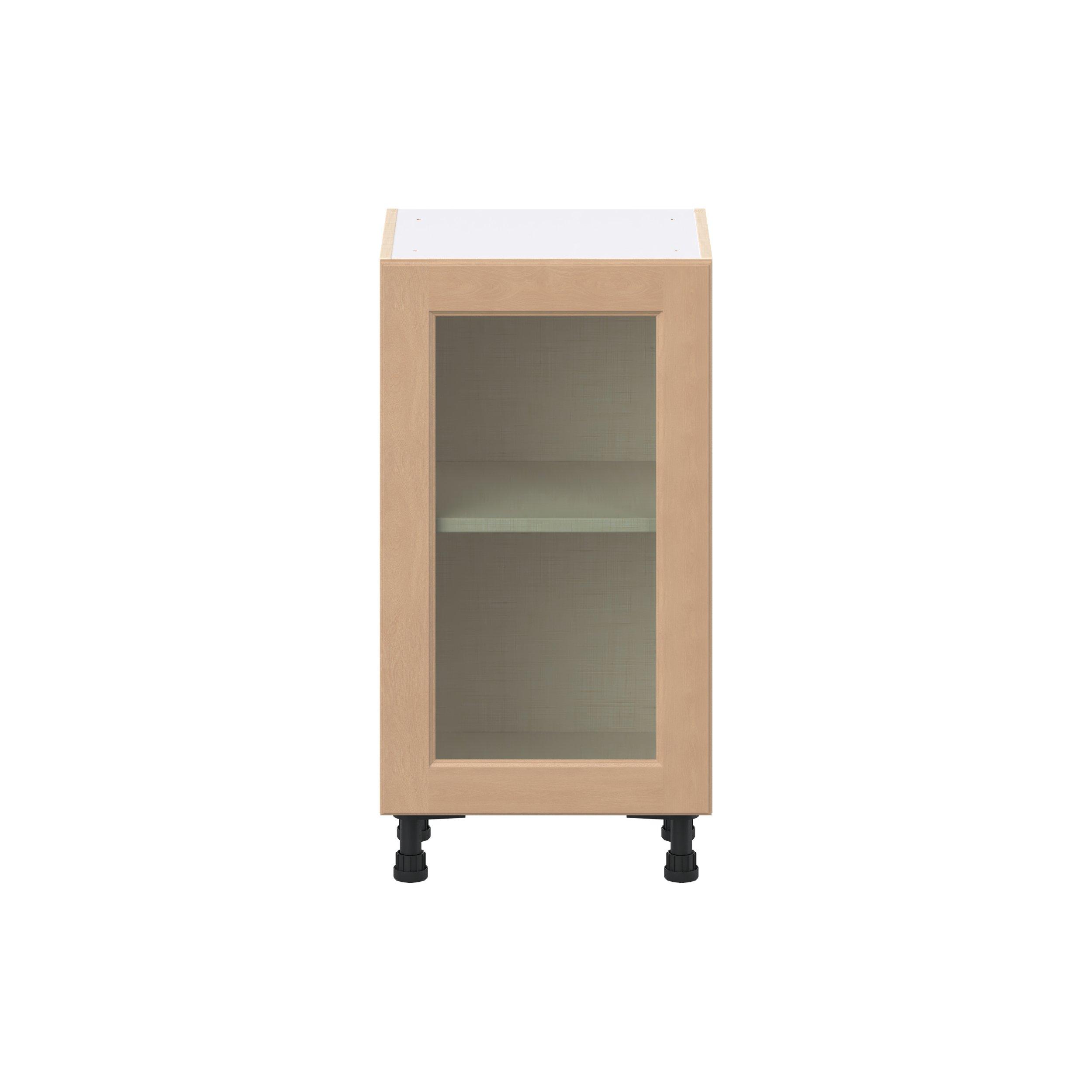 Sugarhill 18 in. Stained Sugar Cookie Shallow Base Cabinet with Glass Door