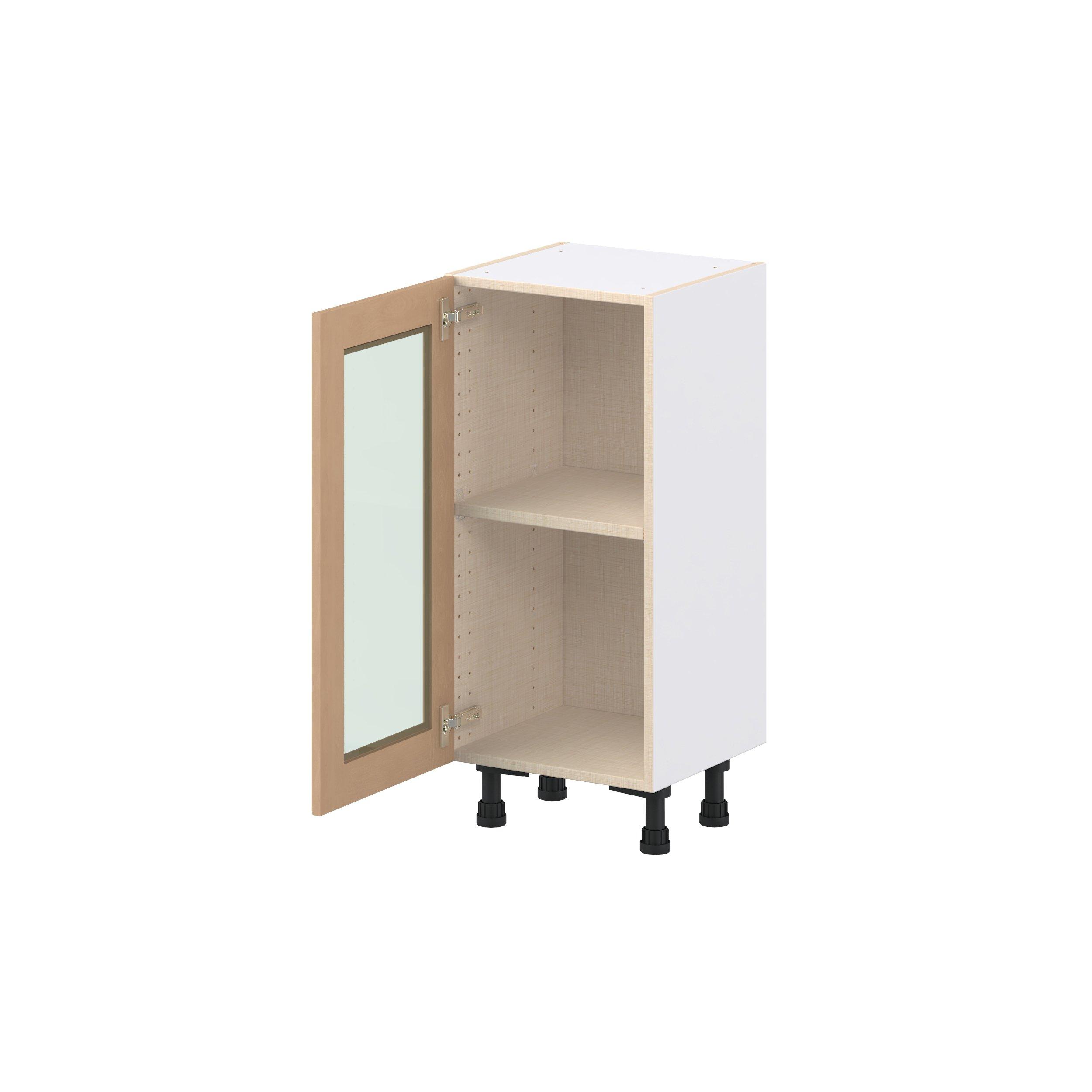 Sugarhill 15 in. Stained Sugar Cookie Shallow Base Cabinet with Glass Door