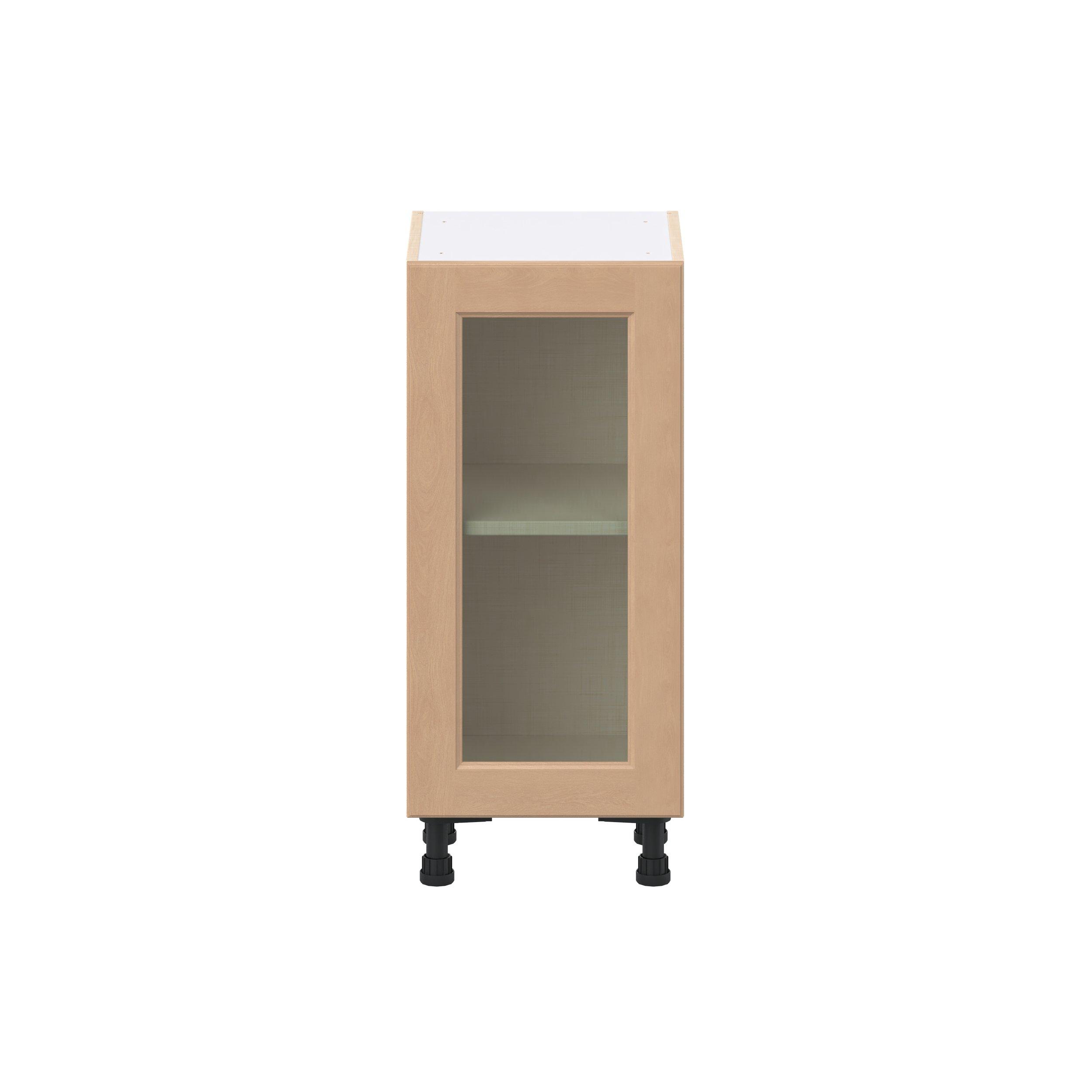 Sugarhill 15 in. Stained Sugar Cookie Shallow Base Cabinet with Glass Door