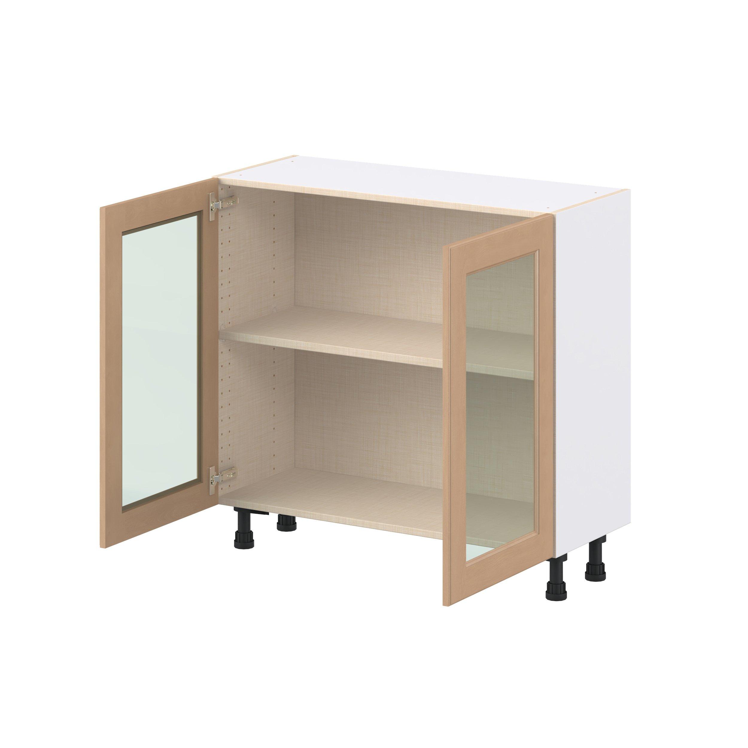 Sugarhill 36 in. Stained Sugar Cookie Shallow Base Cabinet with Glass Door