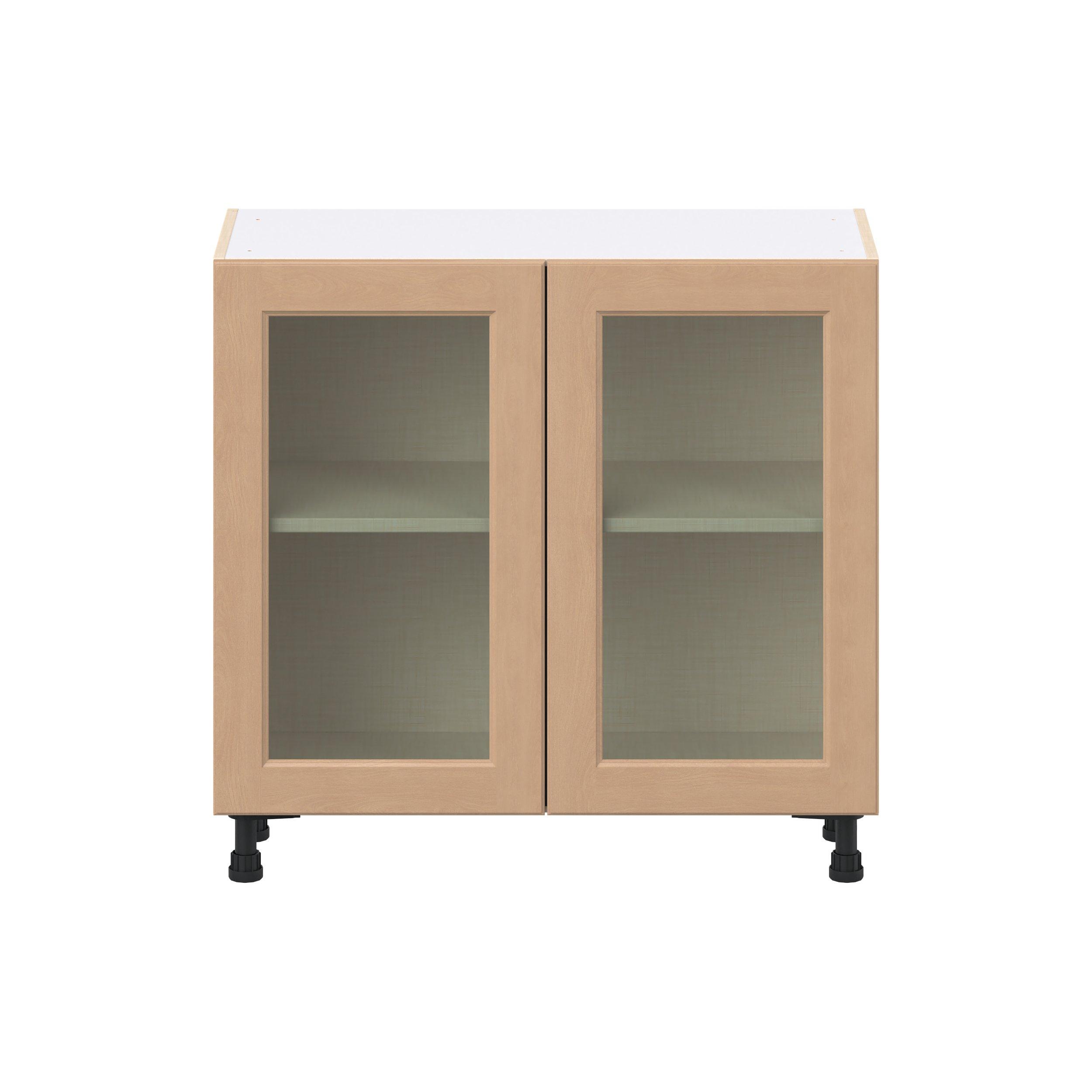 Sugarhill 36 in. Stained Sugar Cookie Shallow Base Cabinet with Glass Door