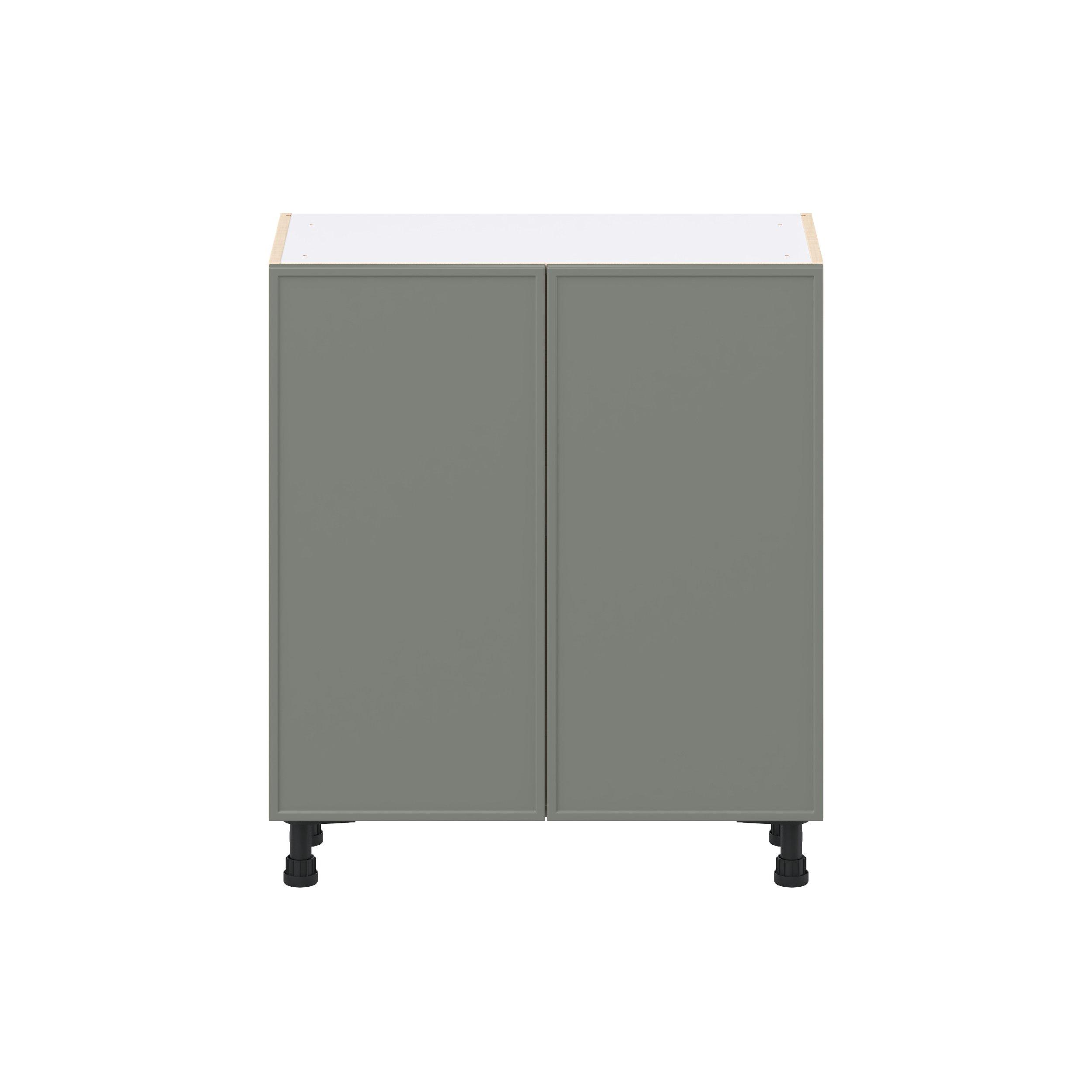Linden 30 in. Painted Moss Green Shallow Base Cabinet