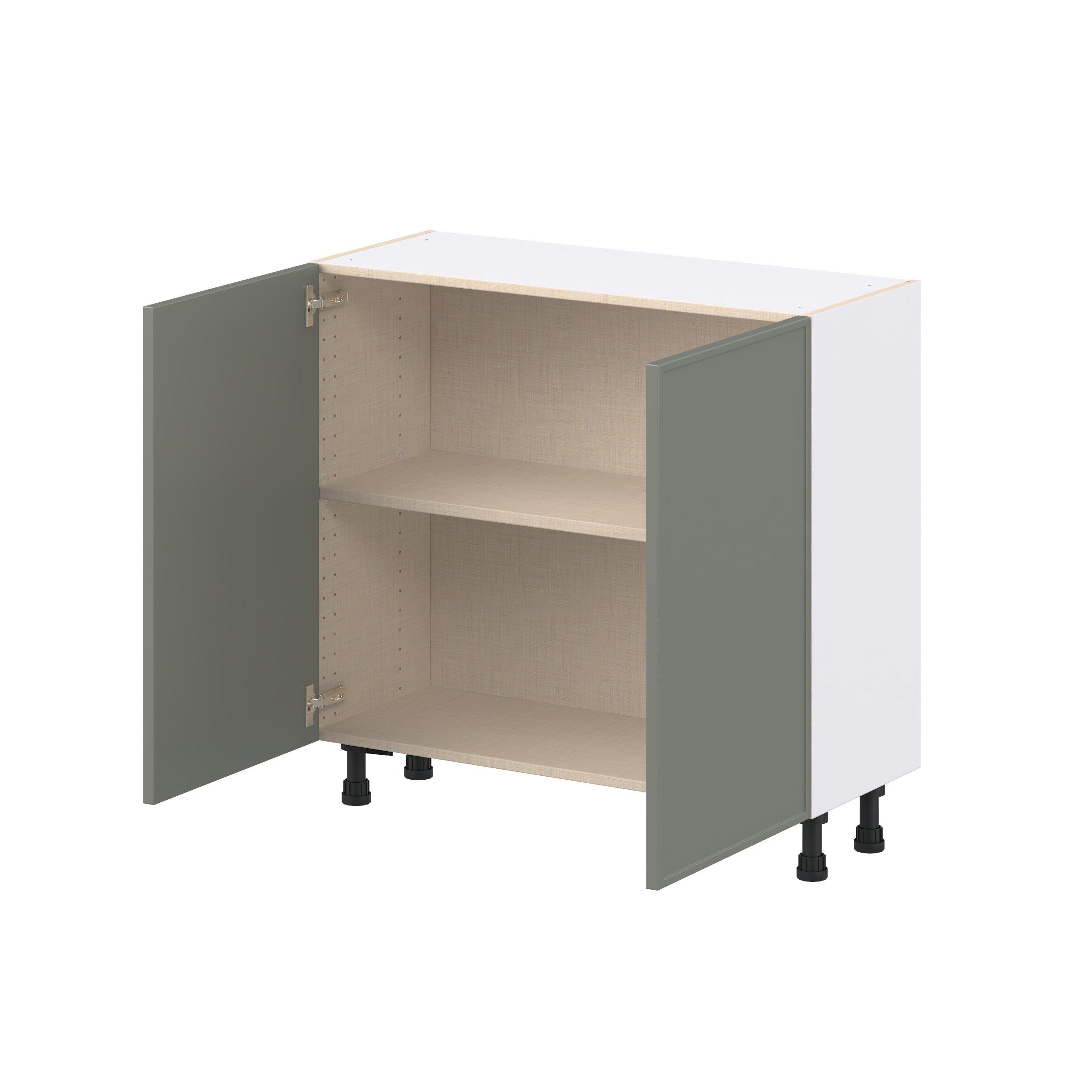 Linden 36 in. Painted Moss Green Shallow Base Cabinet