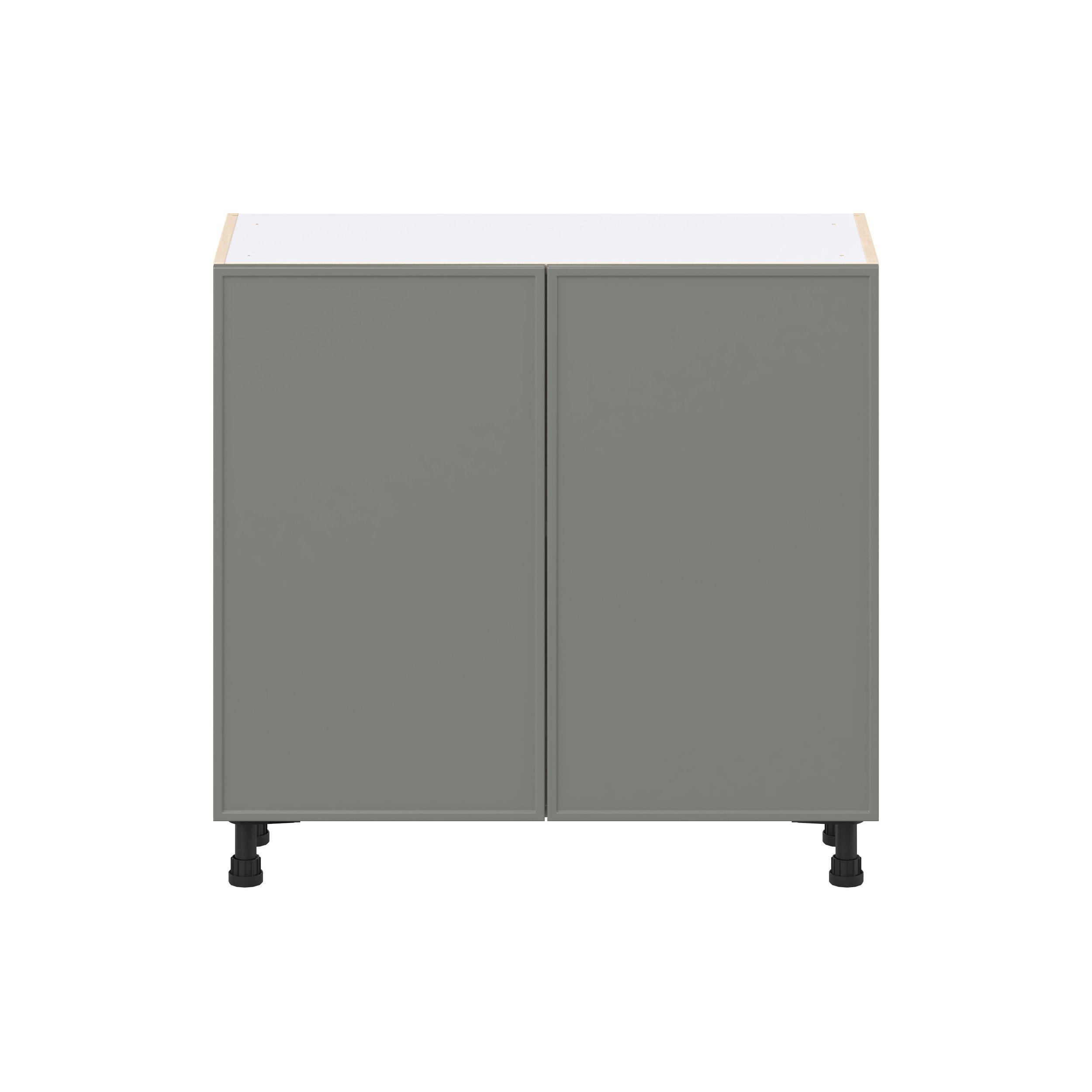 Linden 36 in. Painted Moss Green Shallow Base Cabinet