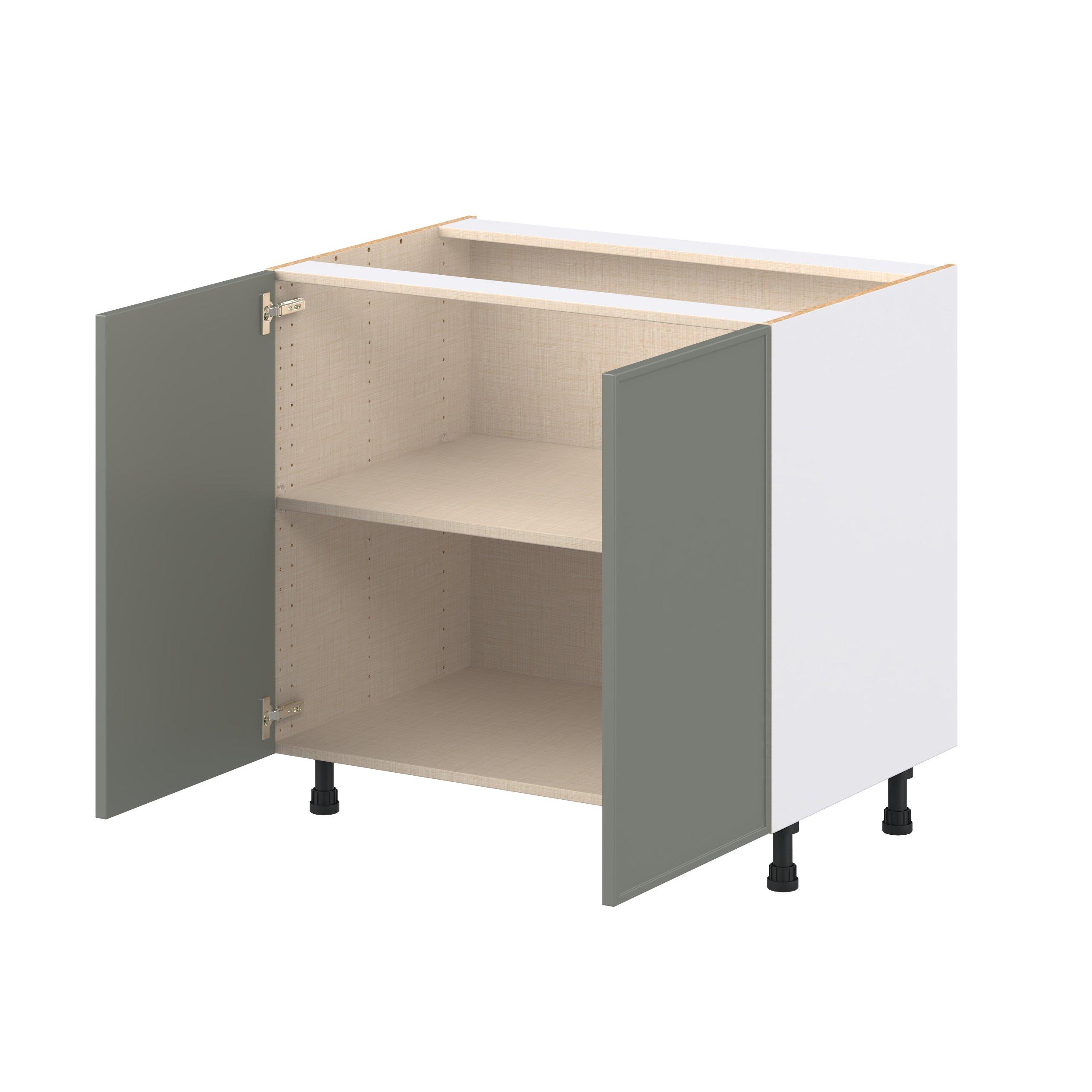 Linden 36 in. Painted Moss Green Shallow Base Cabinet