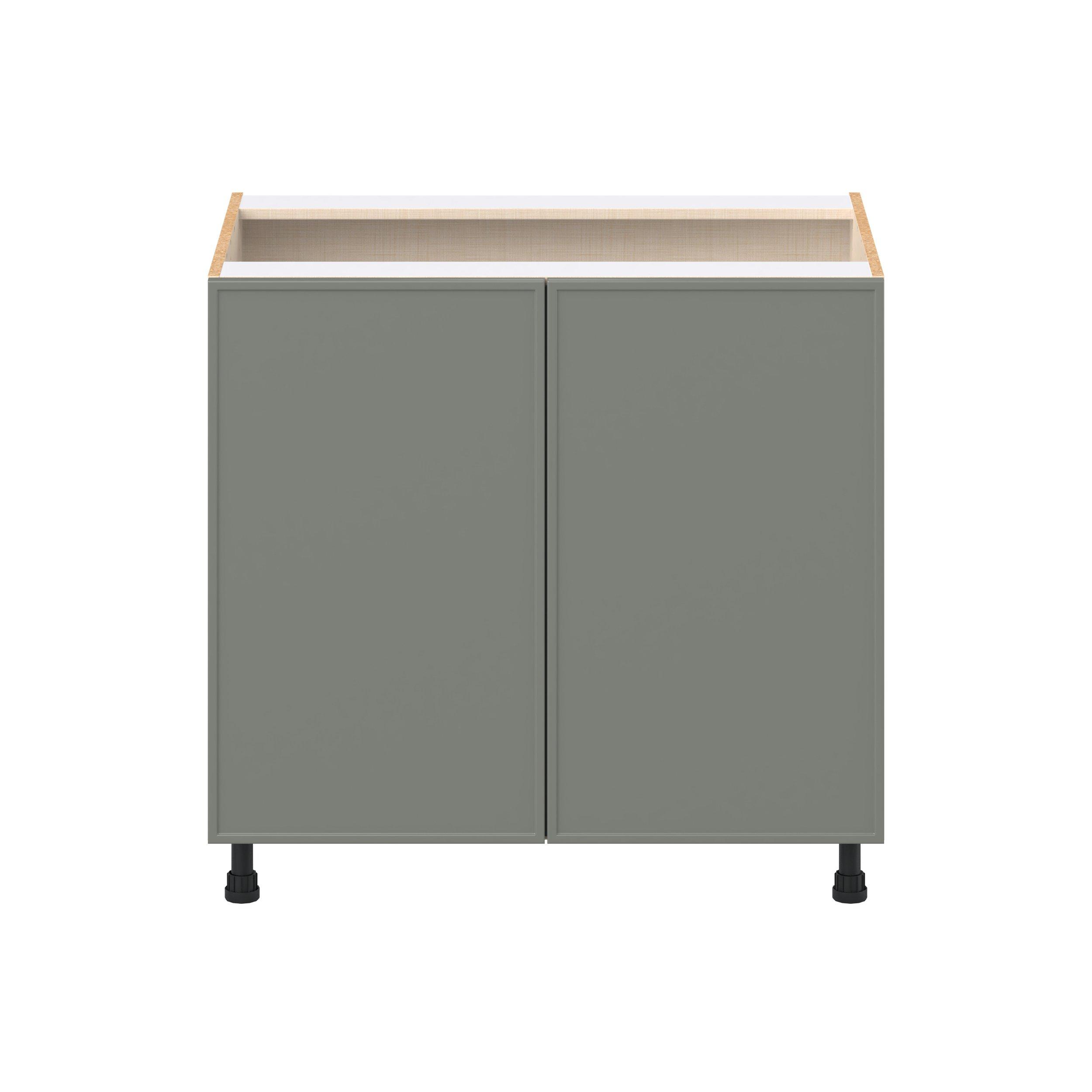 Linden 36 in. Painted Moss Green Shallow Base Cabinet