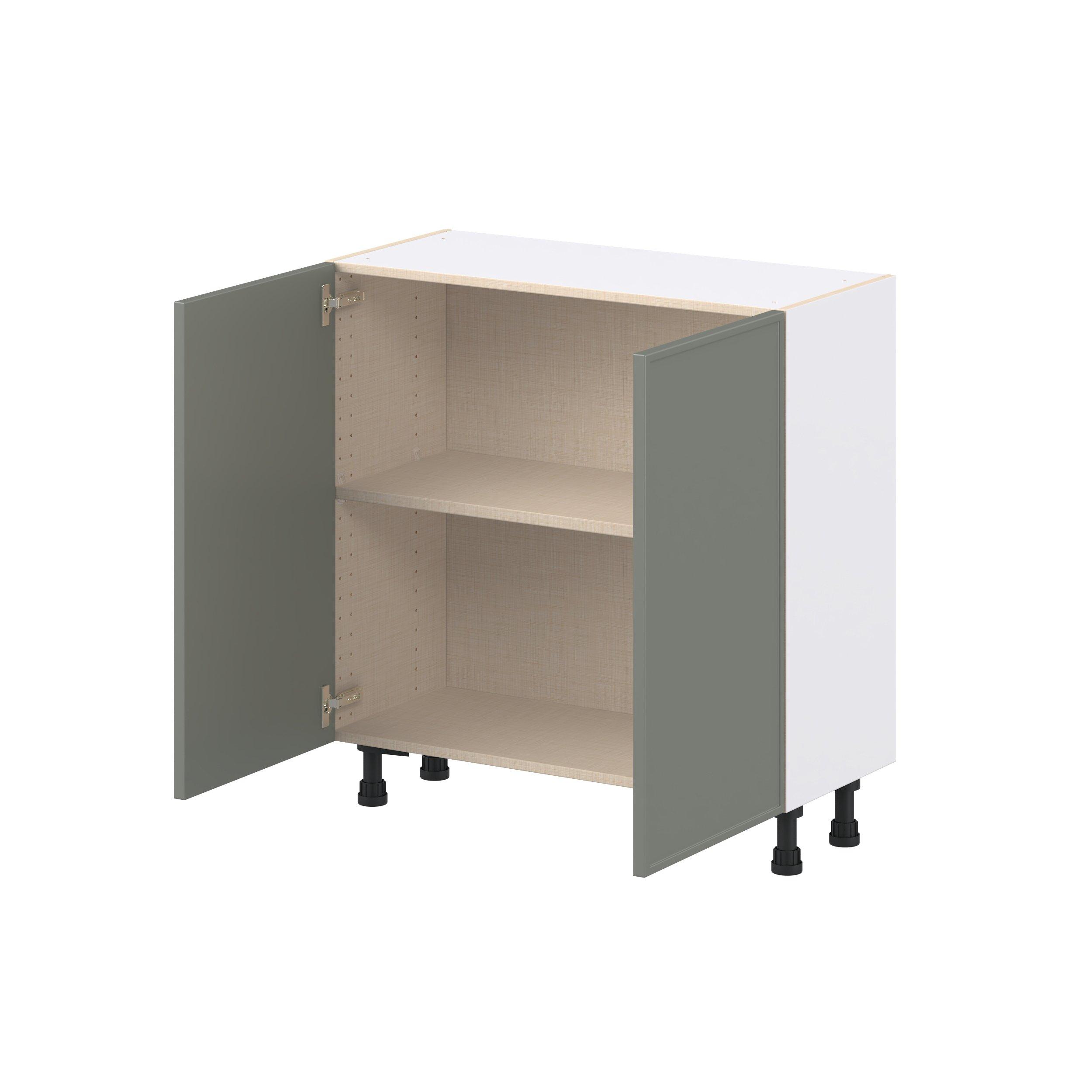 Linden 33 in. Painted Moss Green Shallow Base Cabinet