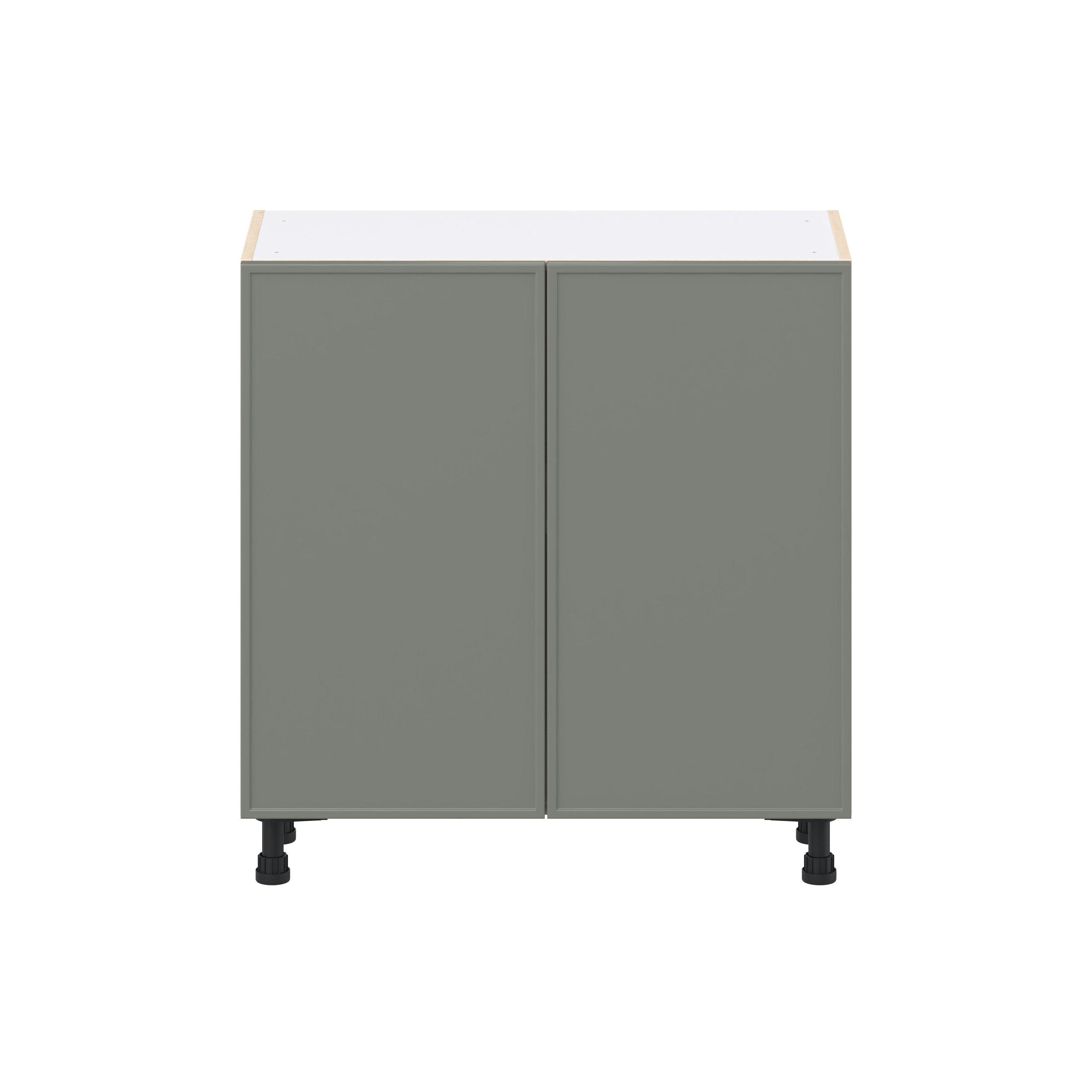 Linden 33 in. Painted Moss Green Shallow Base Cabinet