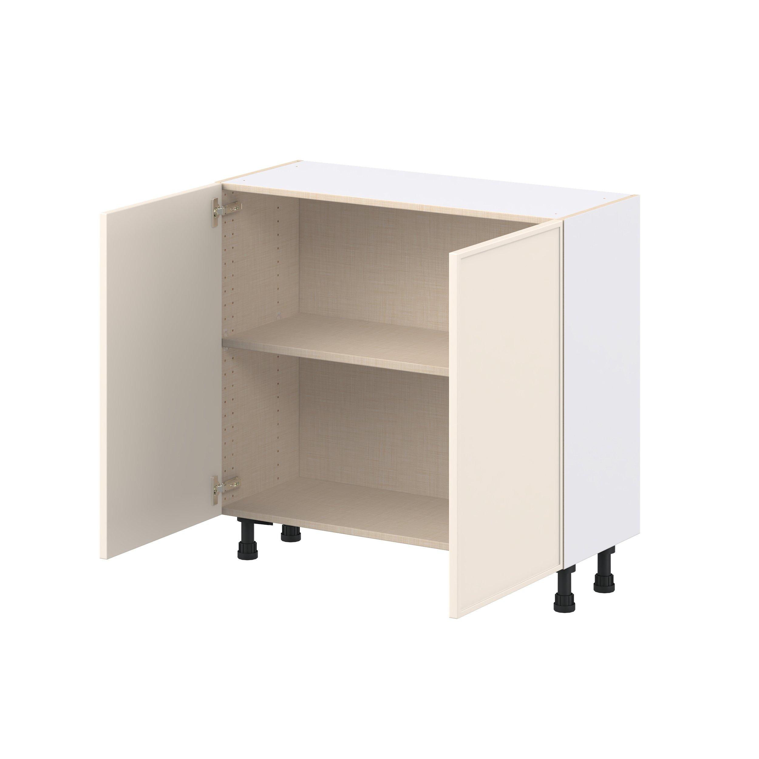 Linden 36 in. Painted Washed Linen Shallow Base Cabinet