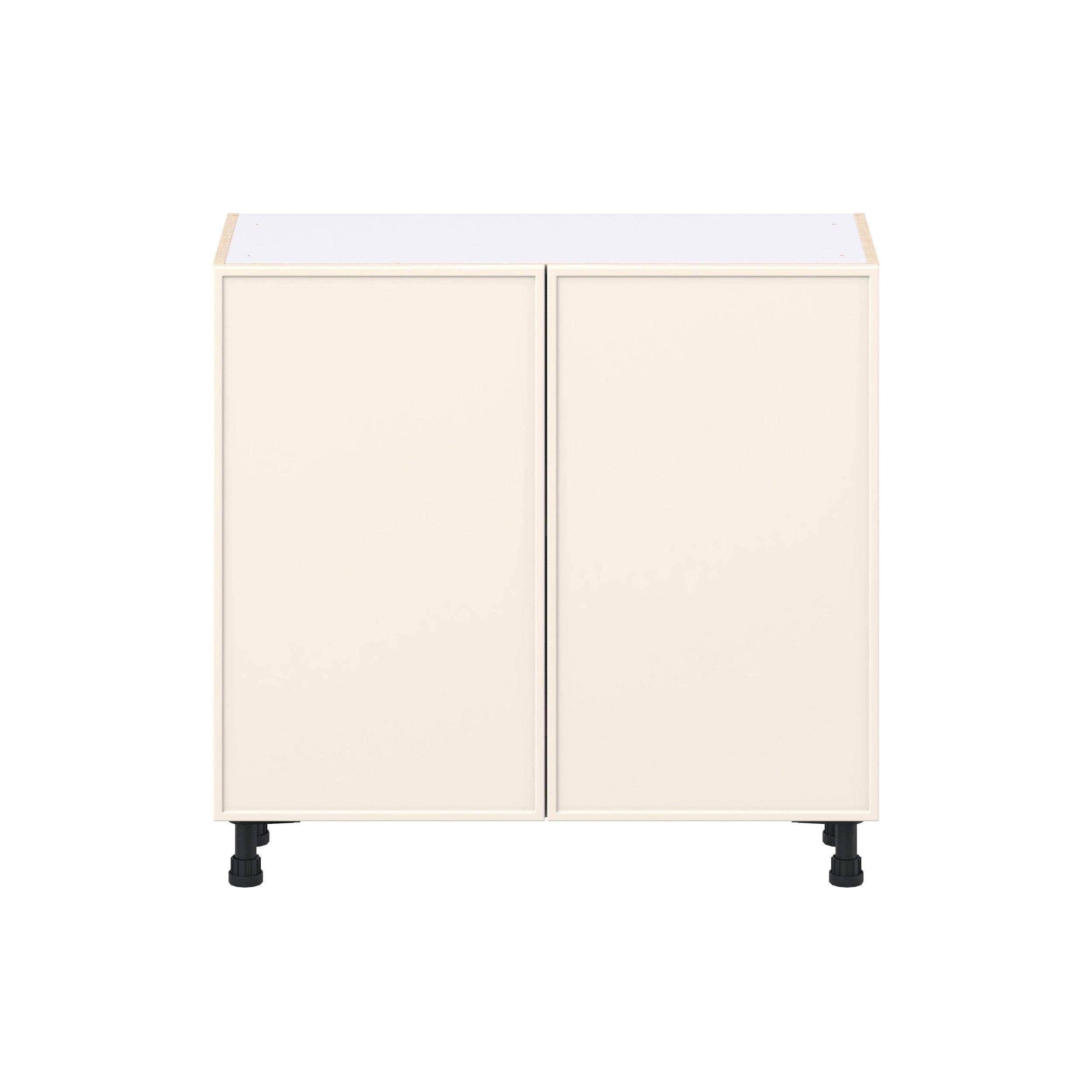 Linden 36 in. Painted Washed Linen Shallow Base Cabinet