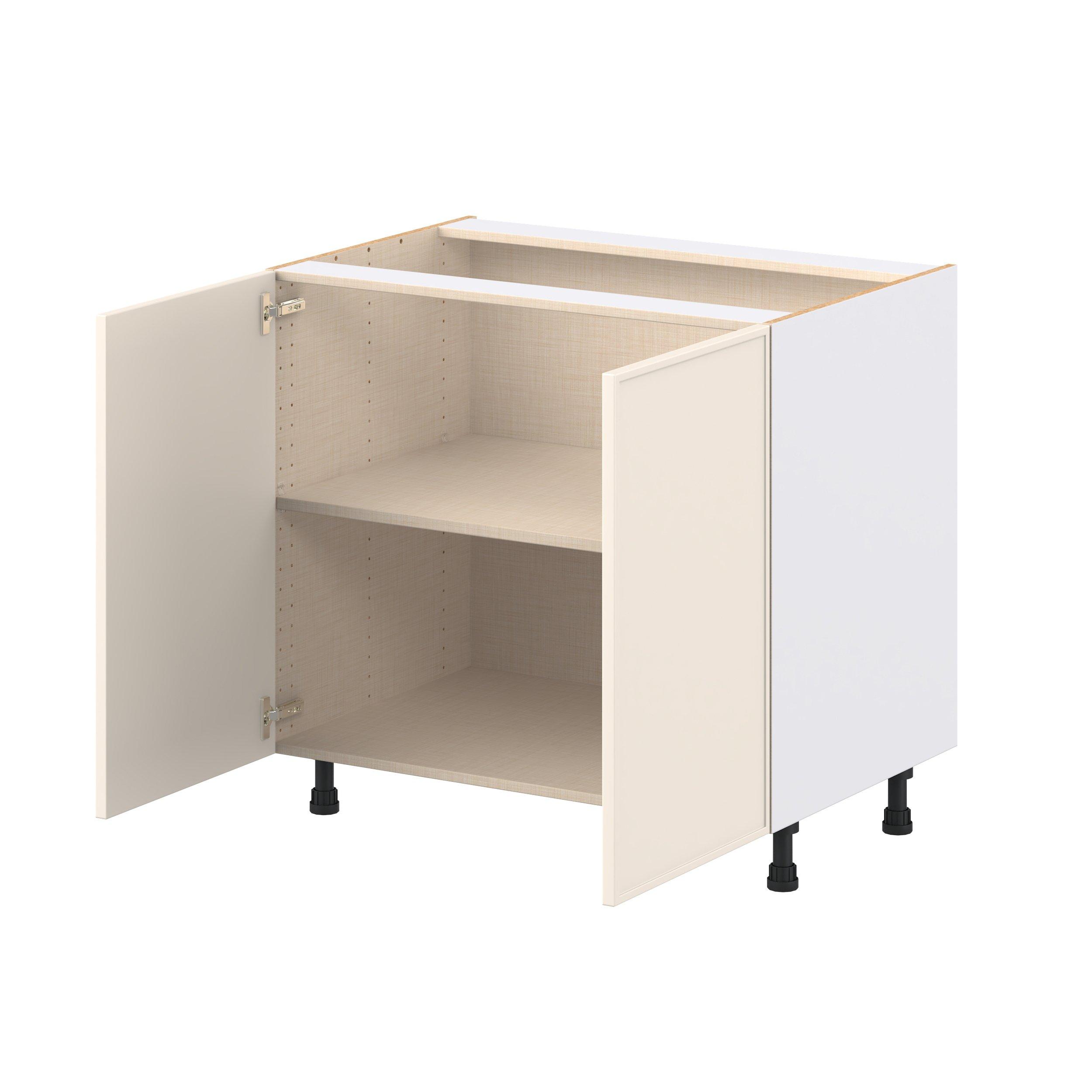 Linden 36 in. Painted Washed Linen Shallow Base Cabinet