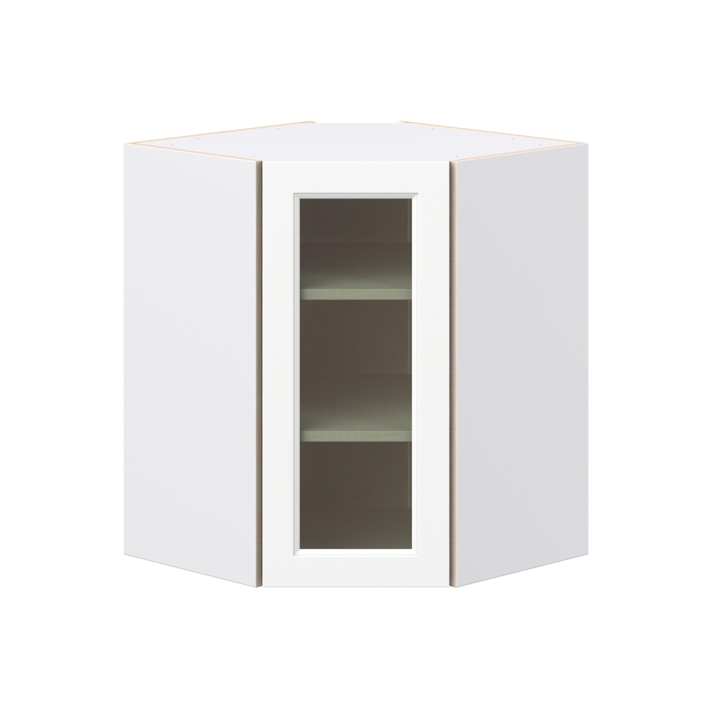 Peachtree 24 in. Painted Bright White Wall Angle Corner Cabinet with Glass Door