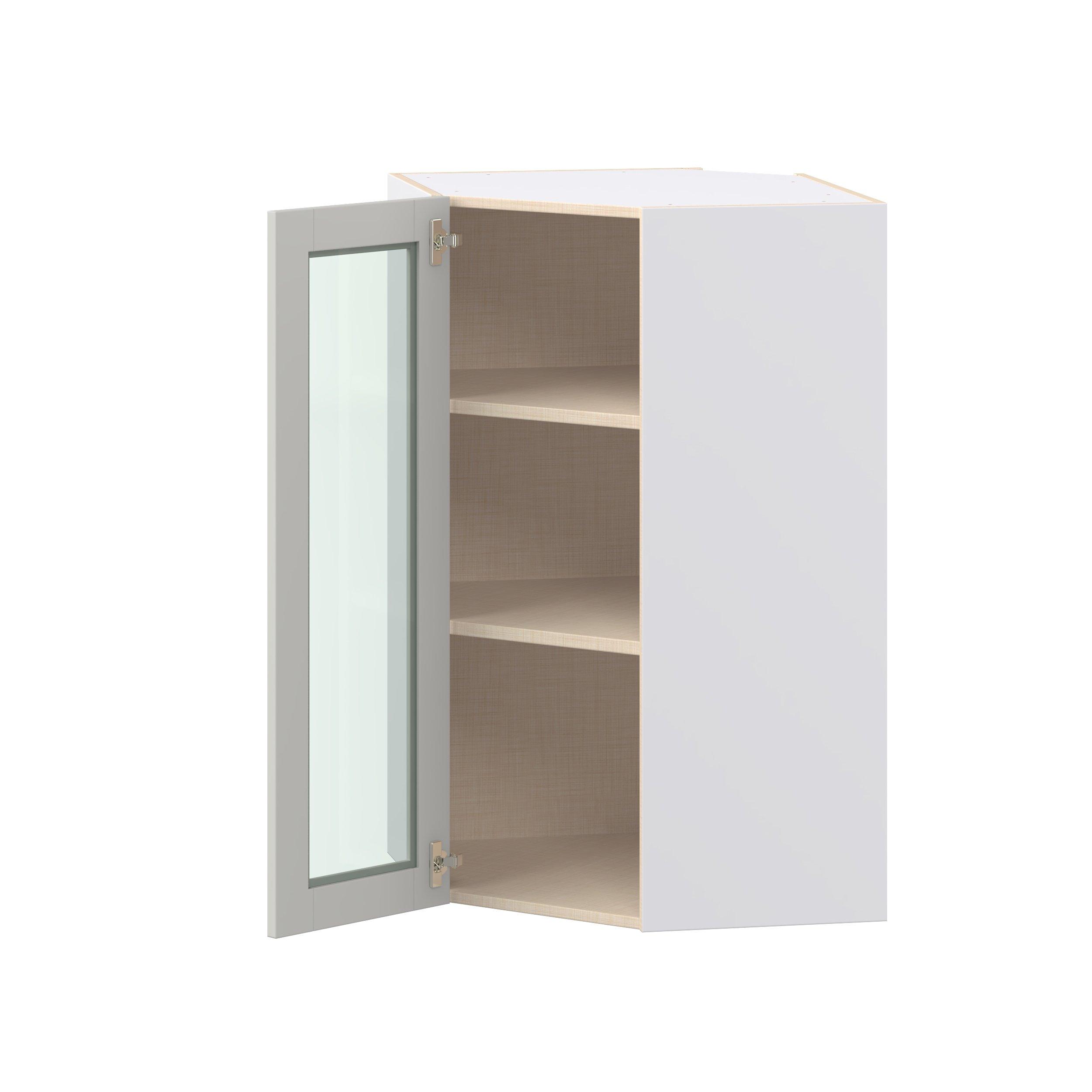 Summerhill 24 in. Light Gray Wall Angle Corner Cabinet with Glass Door