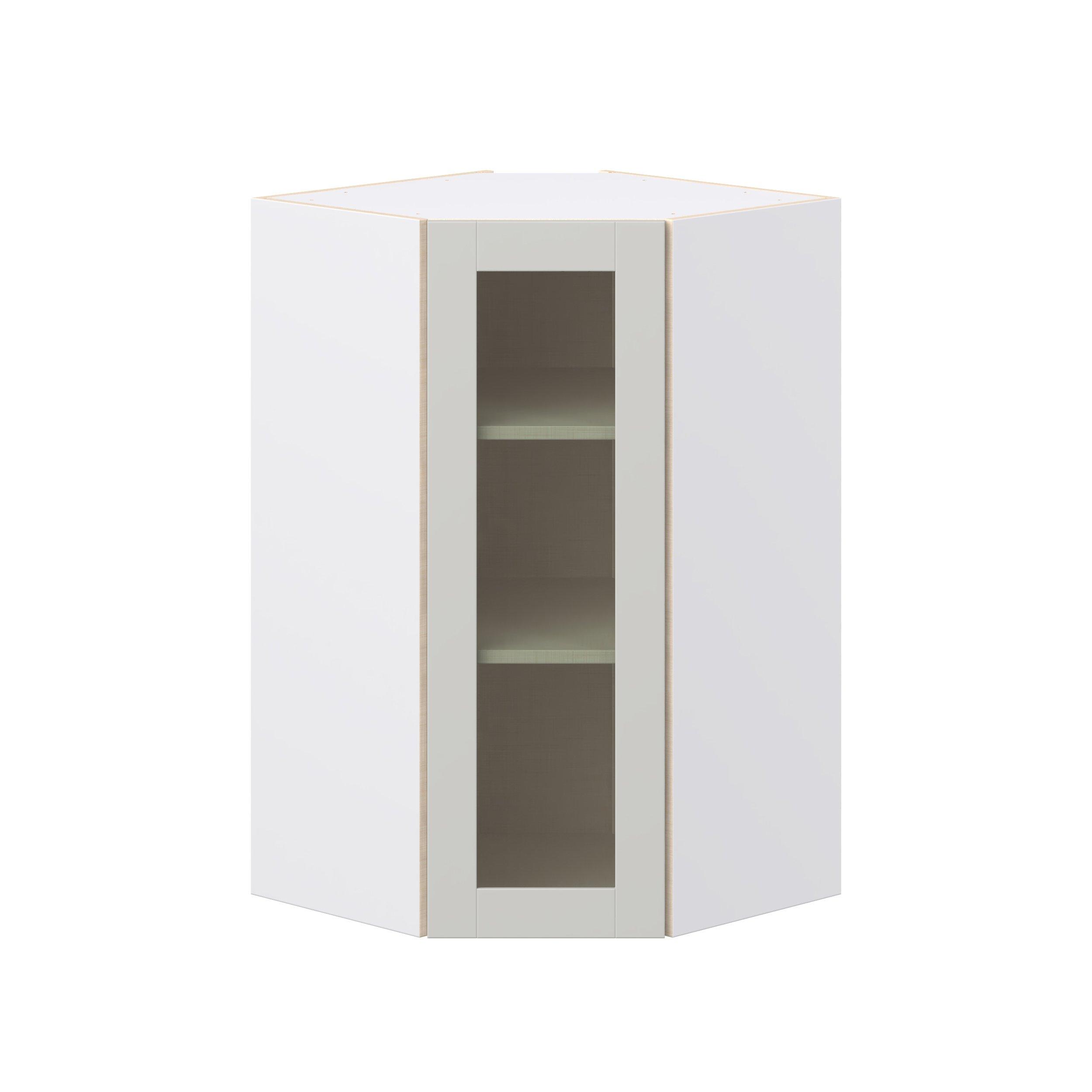 Summerhill 24 in. Light Gray Wall Angle Corner Cabinet with Glass Door