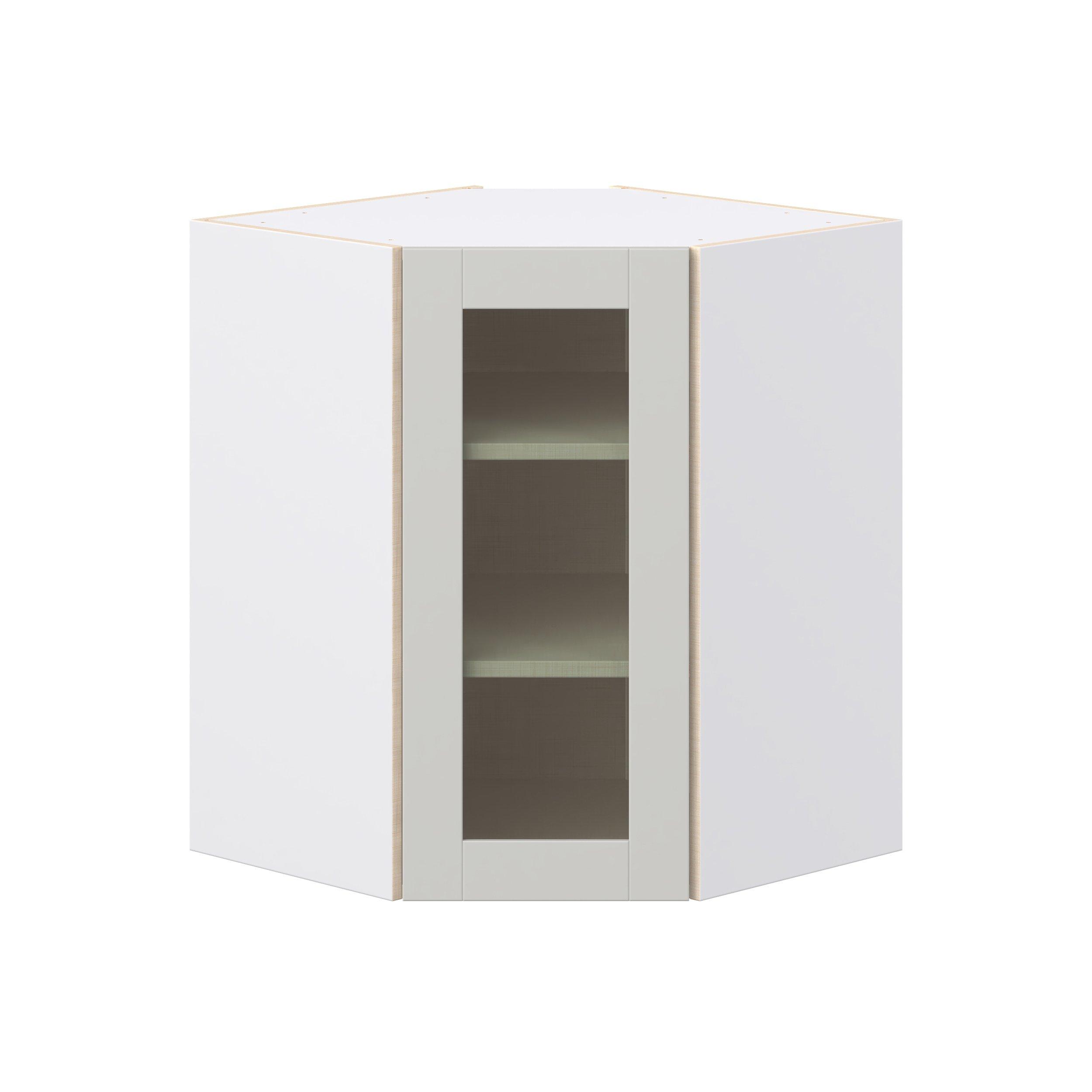 Summerhill 24 in. Light Gray Wall Angle Corner Cabinet with Glass Door