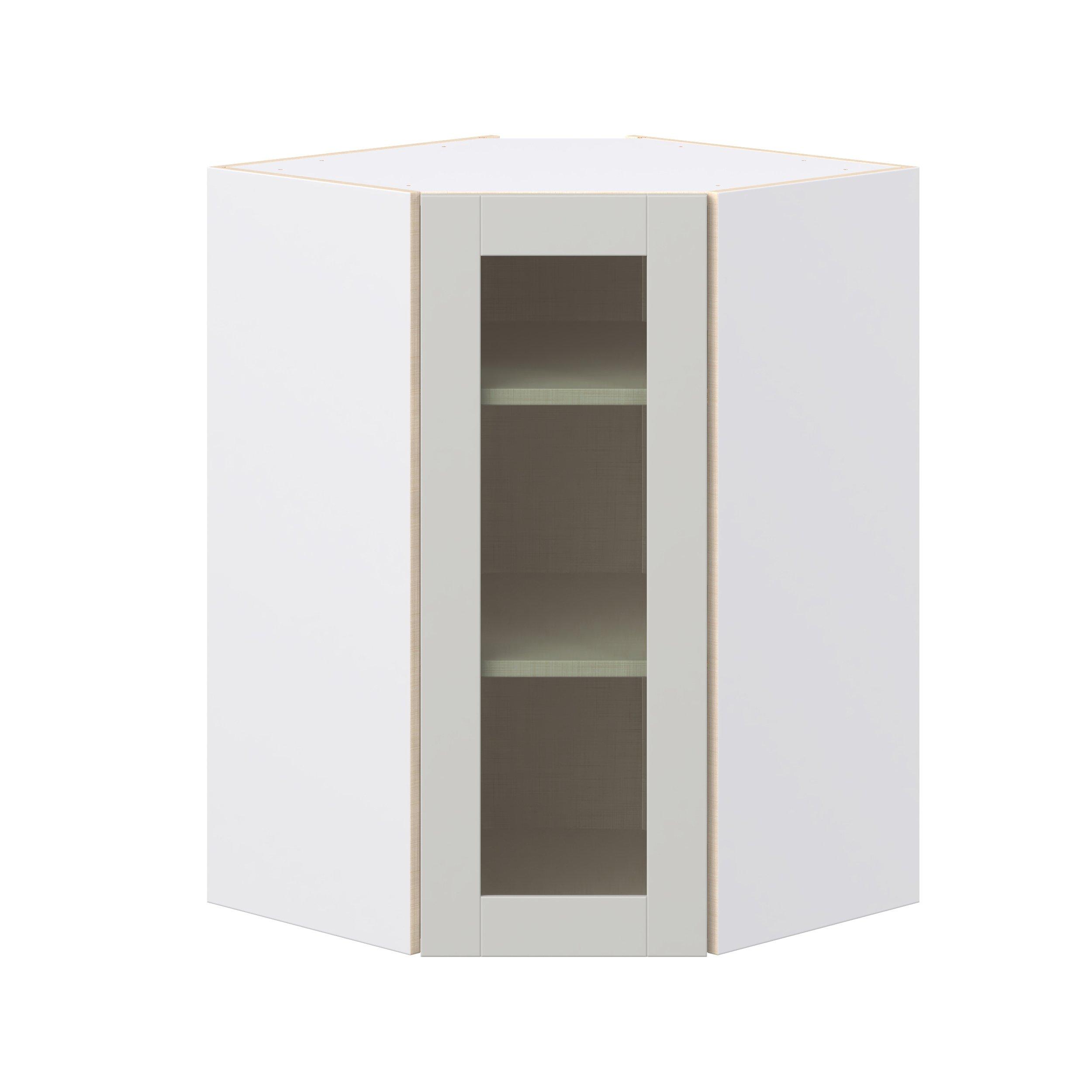 Summerhill 24 in. Light Gray Wall Angle Corner Cabinet with Glass Door