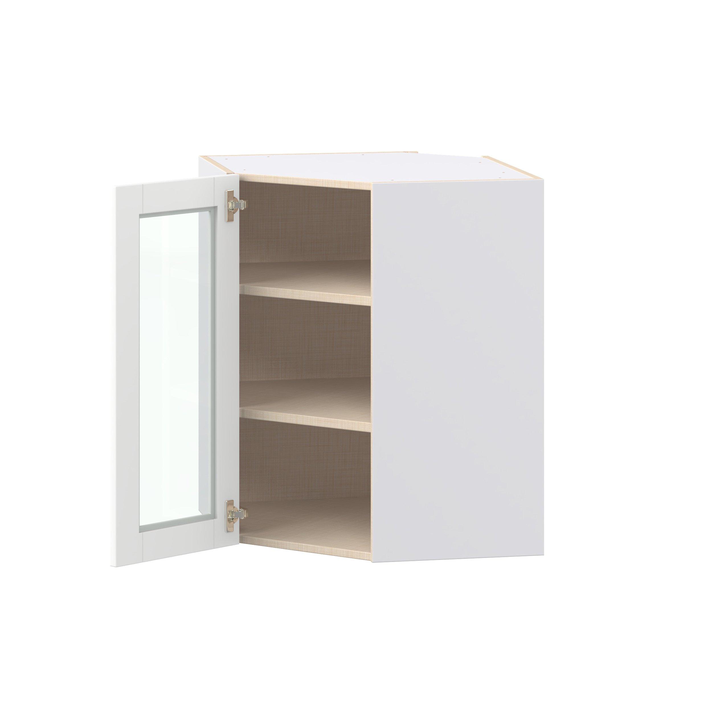 Summerhill 24 in. Bright White Wall Angle Corner Cabinet with Glass Door