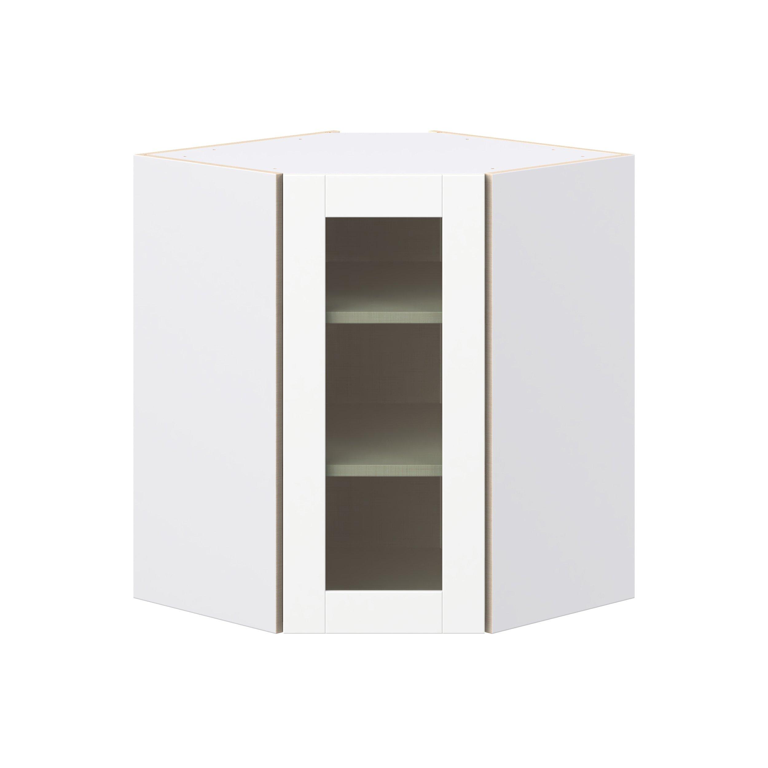 Summerhill 24 in. Bright White Wall Angle Corner Cabinet with Glass Door
