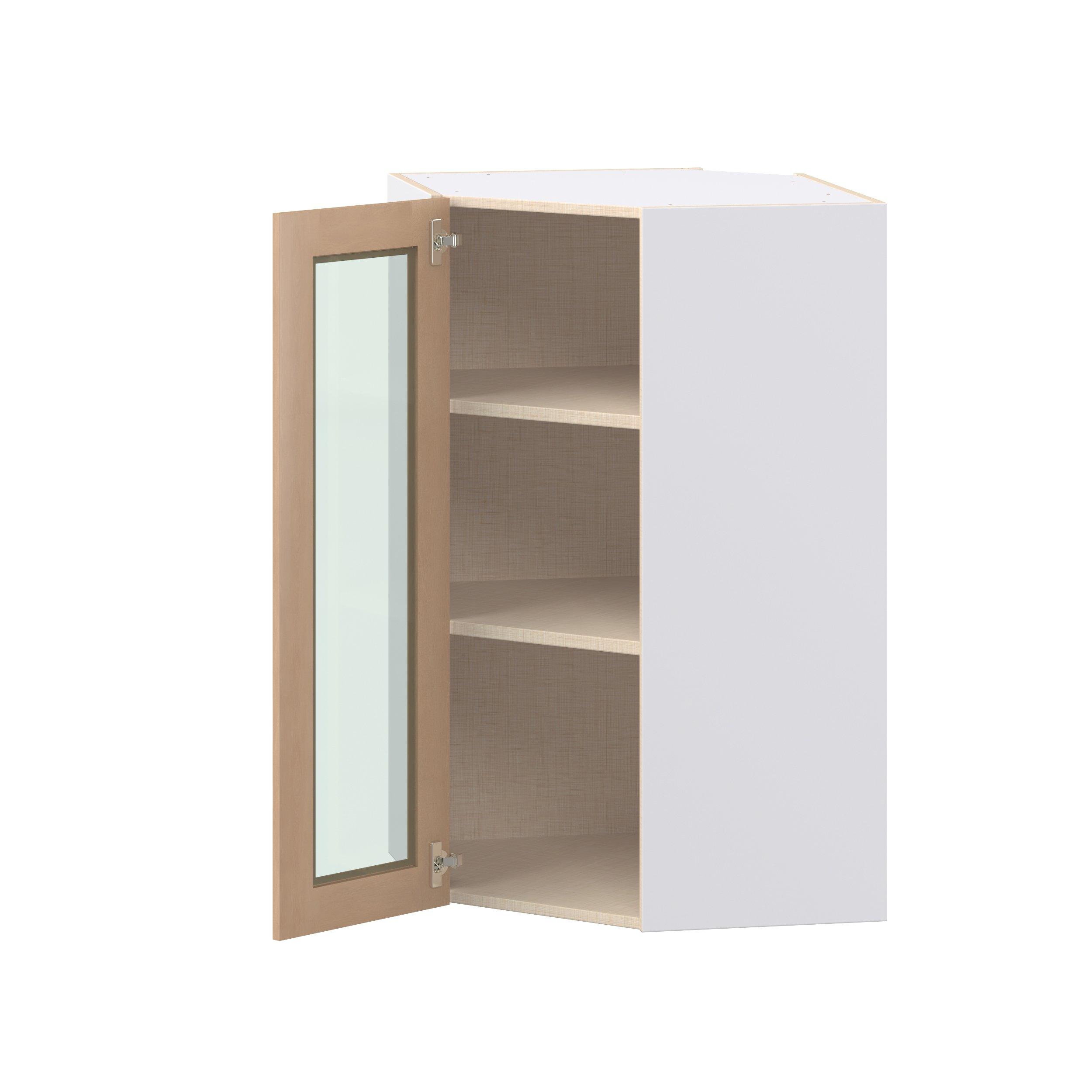 Sugarhill 24 in. Stained Sugar Cookie Wall Angle Corner Cabinet with Glass Door