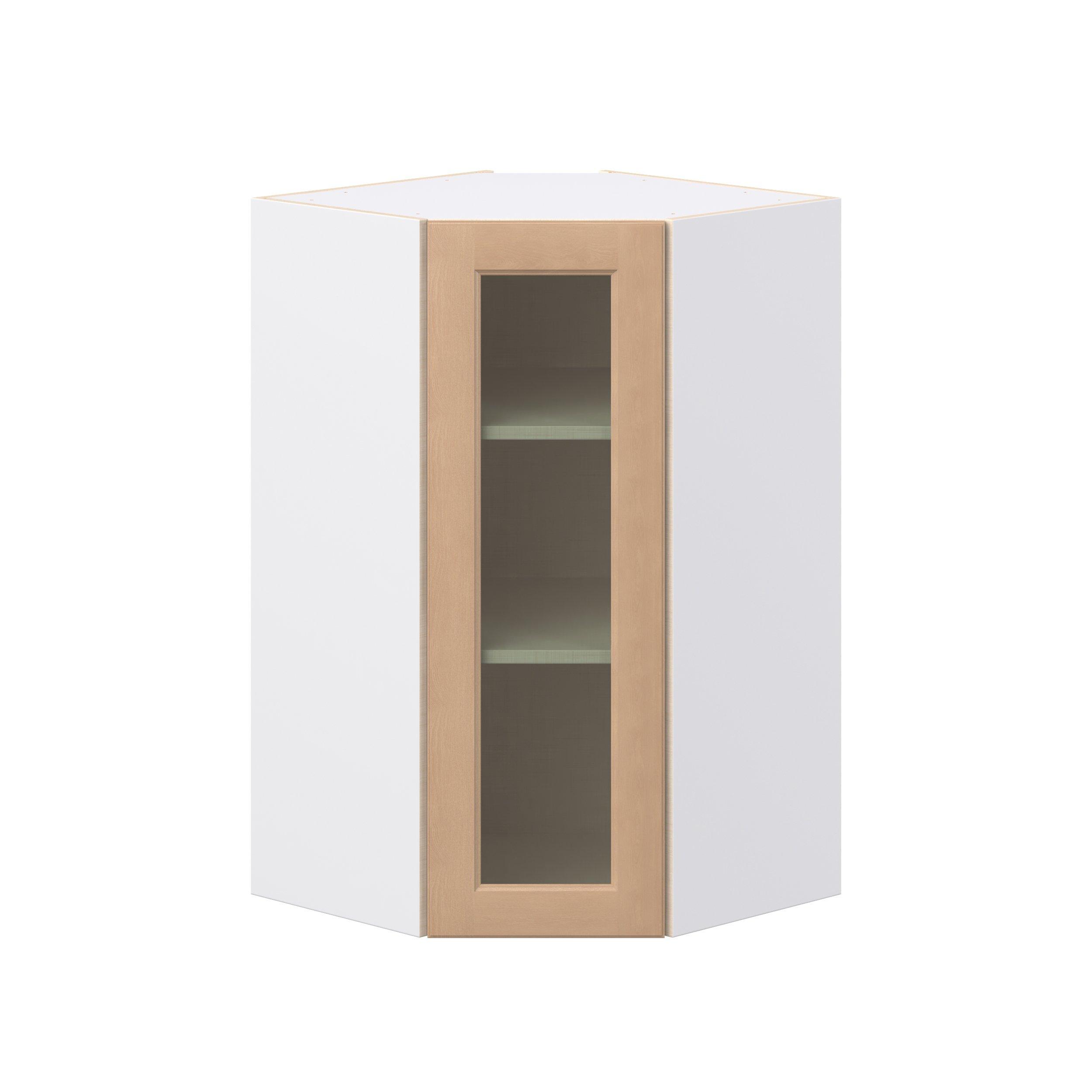 Sugarhill 24 in. Stained Sugar Cookie Wall Angle Corner Cabinet with Glass Door