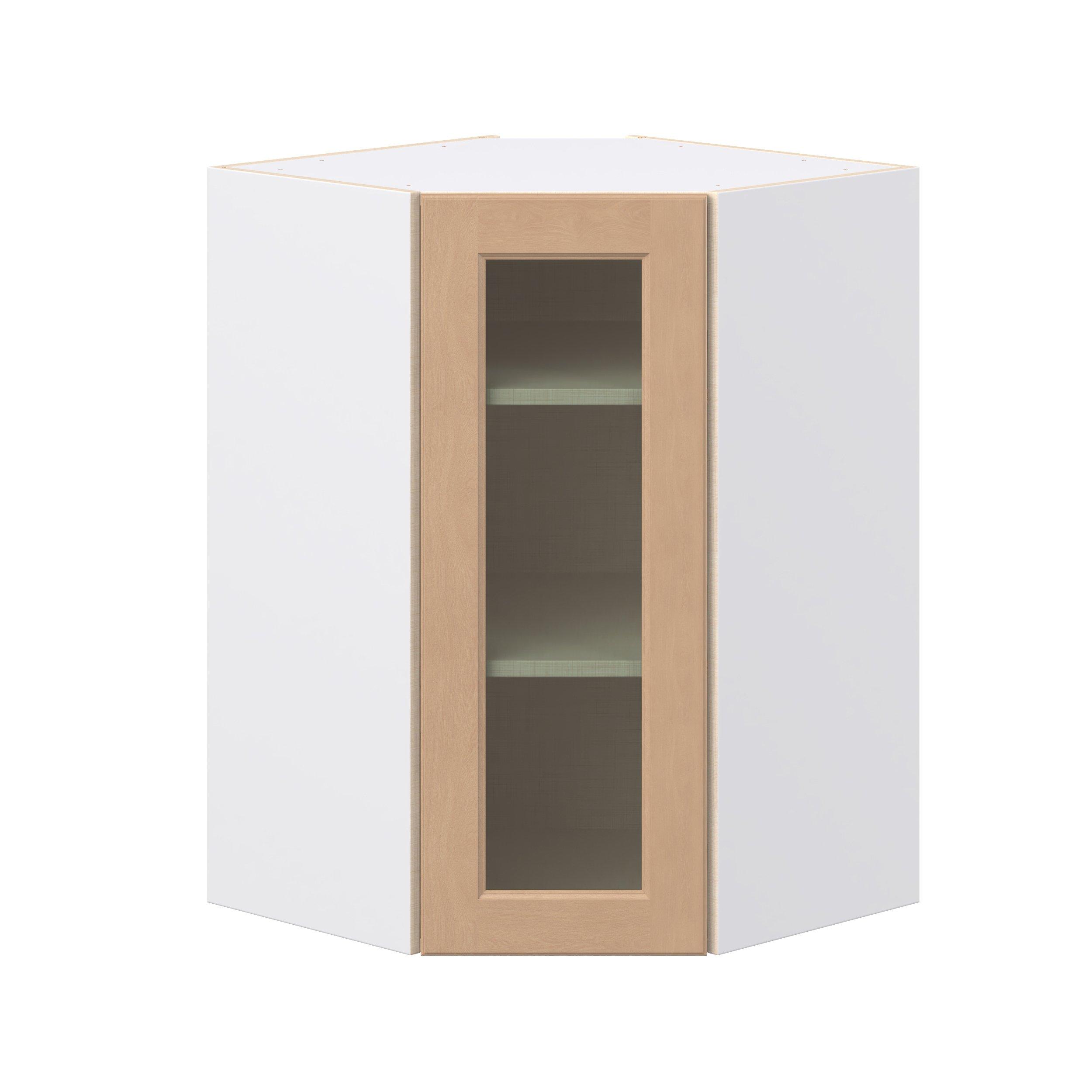 Sugarhill 24 in. Stained Sugar Cookie Wall Angle Corner Cabinet with Glass Door