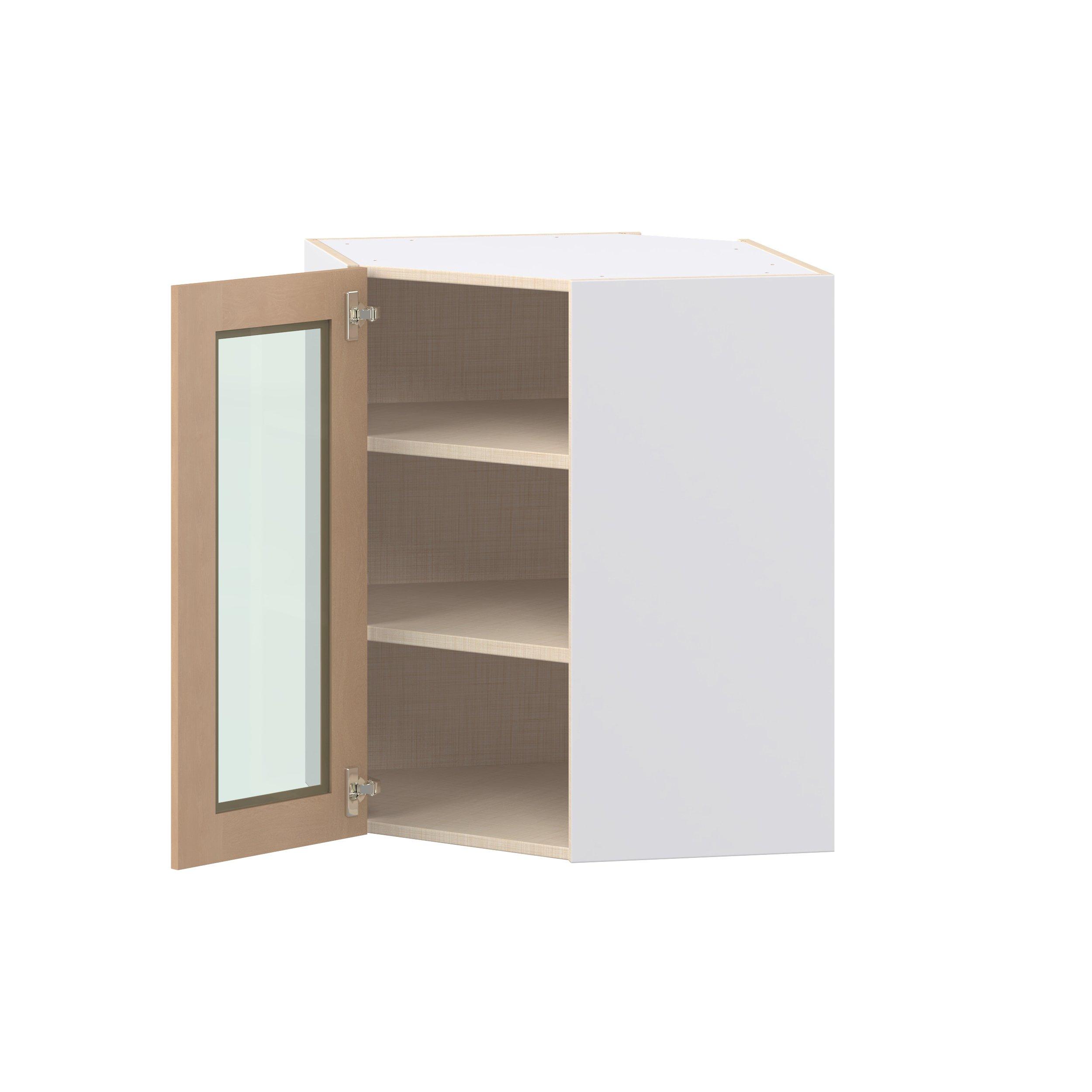 Sugarhill 24 in. Stained Sugar Cookie Wall Angle Corner Cabinet with Glass Door