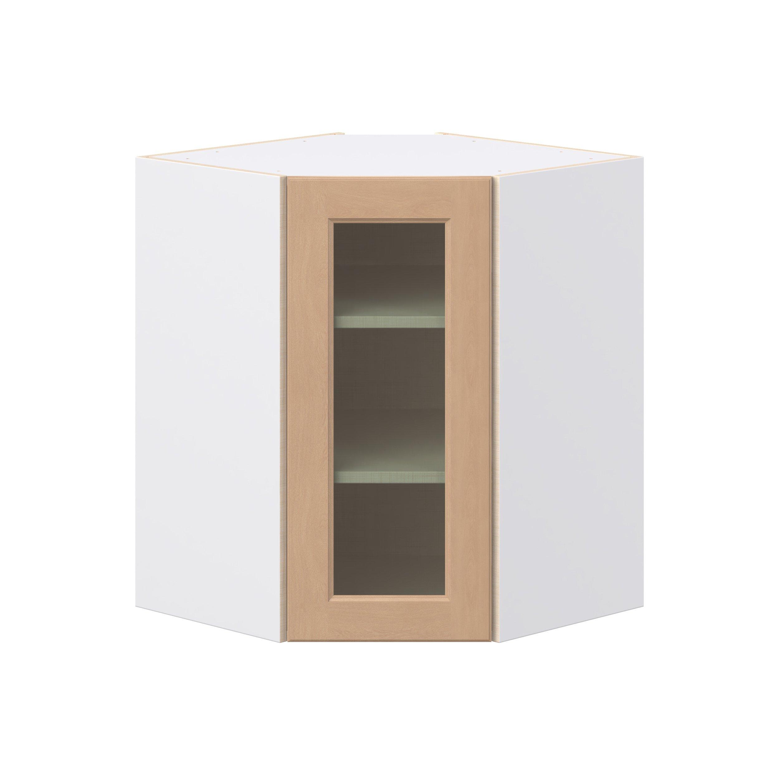 Sugarhill 24 in. Stained Sugar Cookie Wall Angle Corner Cabinet with Glass Door