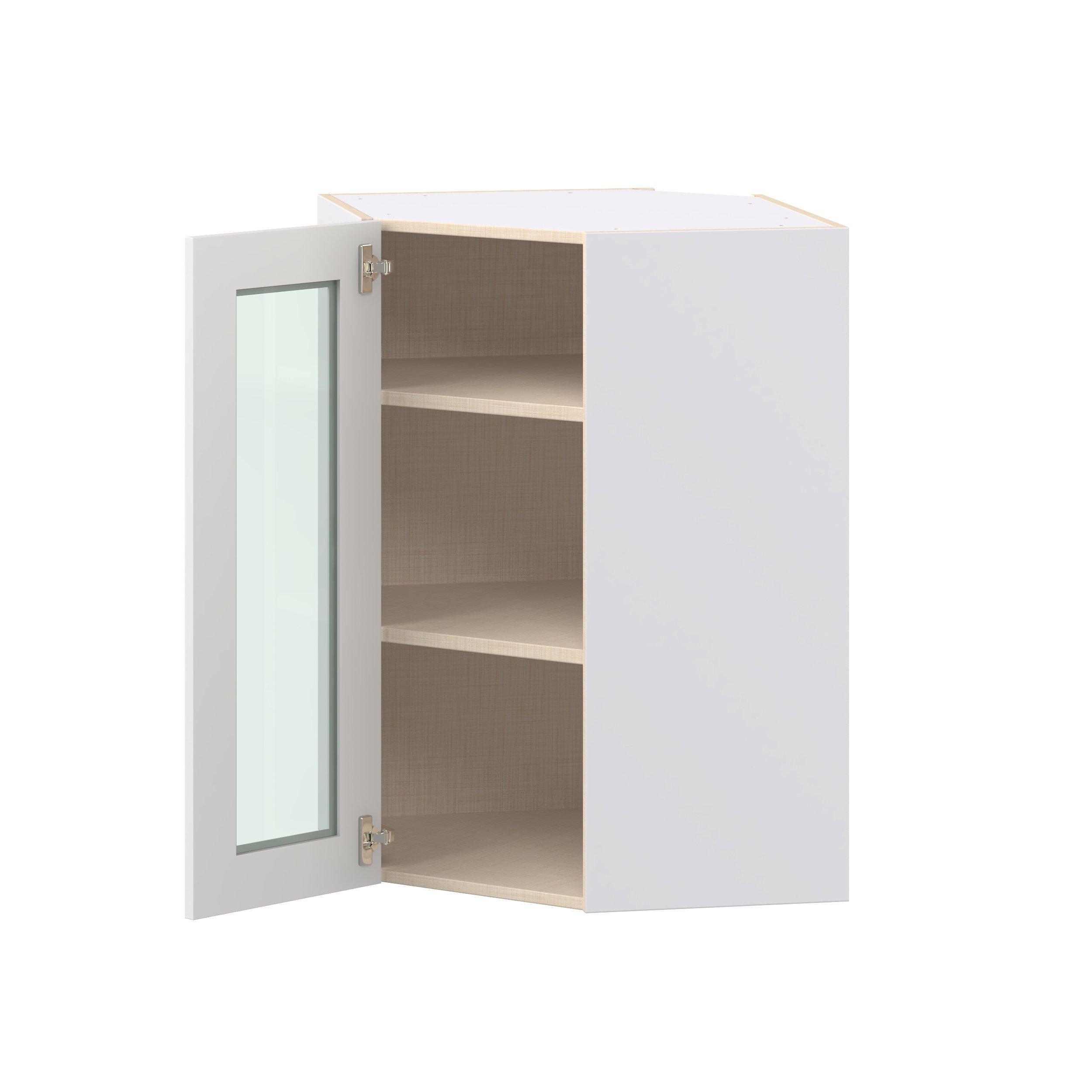 Candler 24 in. Painted Warm White Wall Angle Corner Cabinet with Glass Door