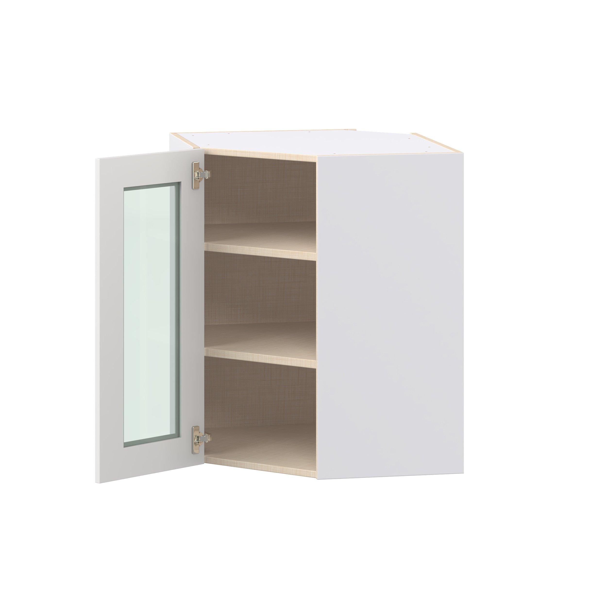 Candler 24 in. Painted Warm White Wall Angle Corner Cabinet with Glass Door